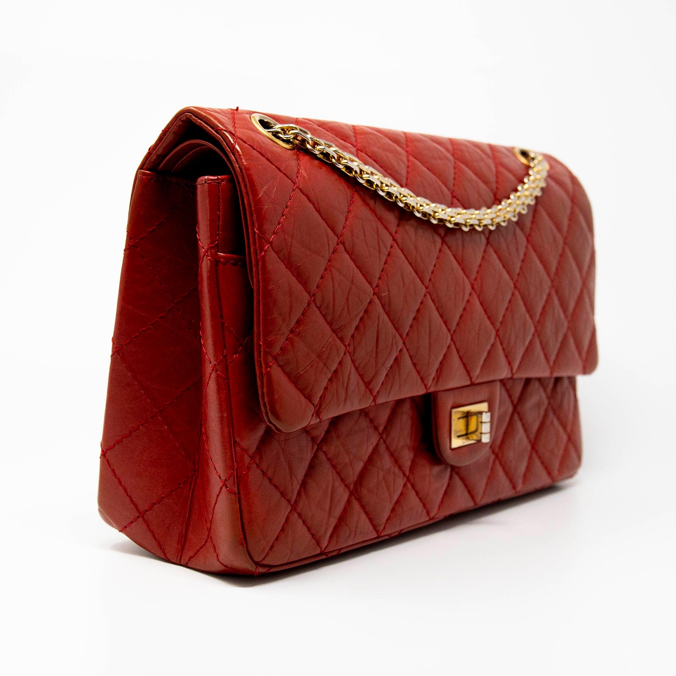 Authentic Chanel Red Calfskin 2.55 Reissue 266 Flap Bag - Luxury Designer Handbag for Women, Perfect for Evening Events & Special Occasions