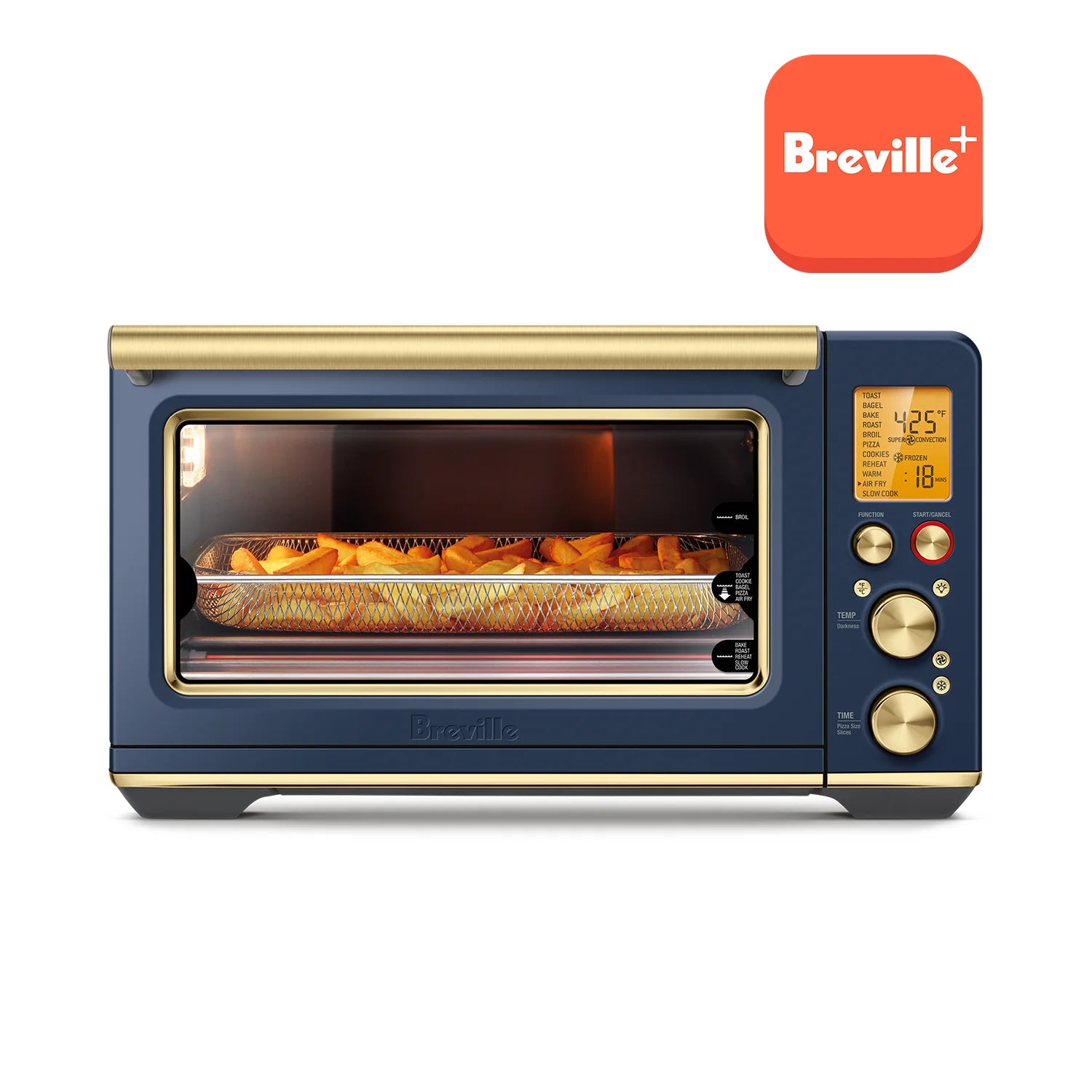 Breville Smart Oven Air Fryer Pro - 1800W Countertop Convection Toaster Oven with Air Fry, Roast, Bake & Broil Functions | Damson Blue Brass (BOV860DBB) | Perfect for Small Kitchens, Dorms & RV Cooking
