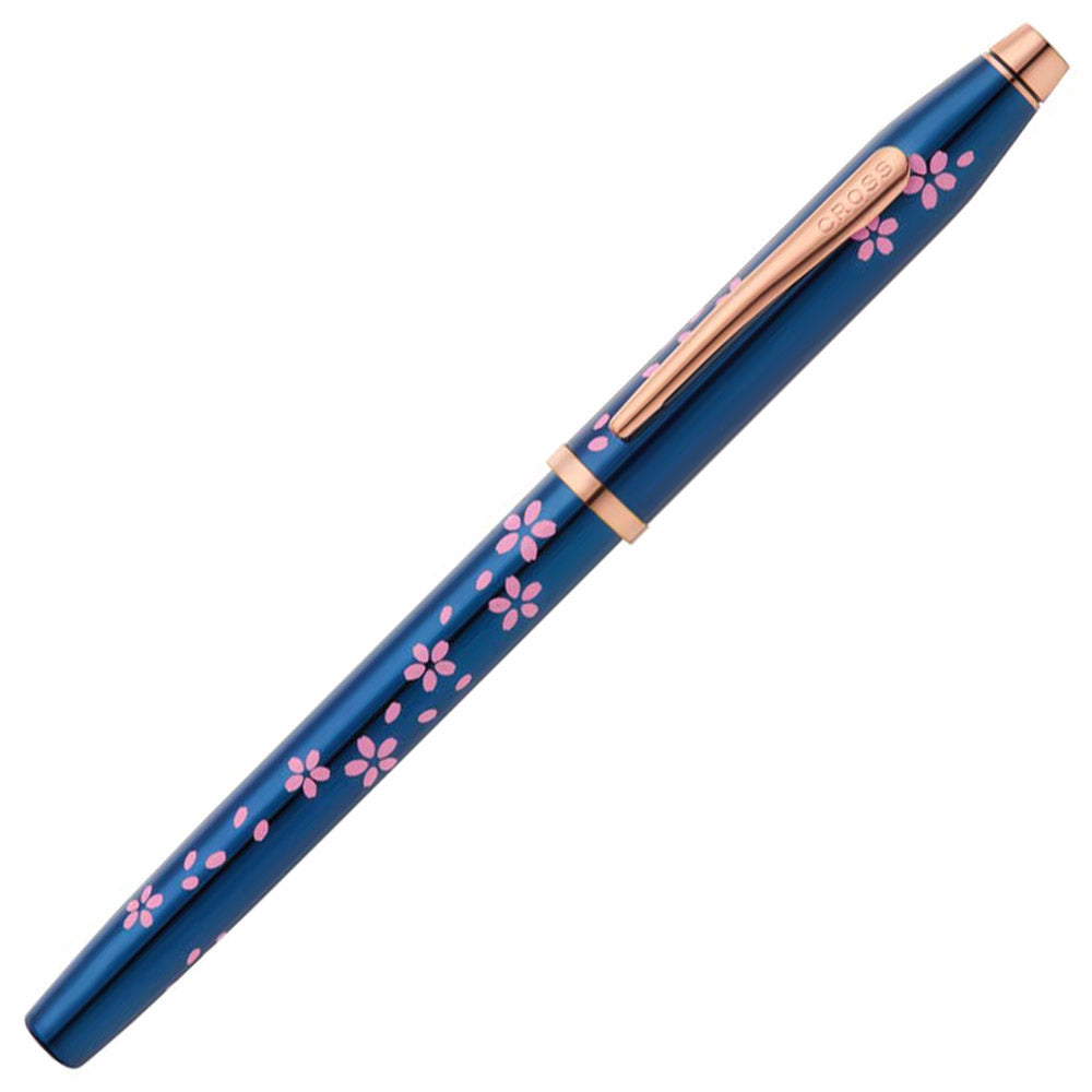Cross Century II Fountain Pen - Cherry Blossom Translucent Blue Lacquer Finish - Premium Writing Instrument for Business, Journaling & Gift Giving