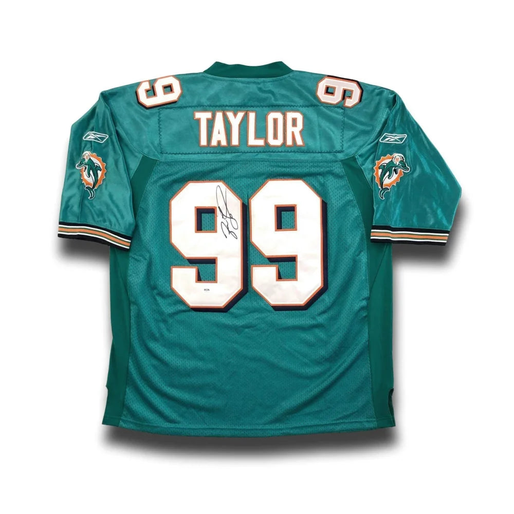 Jason Taylor Autographed Miami Dolphins NFL Jersey - Teal Home Jersey with PSA/DNA COA - Perfect for Football Collectors, Sports Memorabilia Fans & Dolphins Supporters - Great for Display, Gifts and Game Day