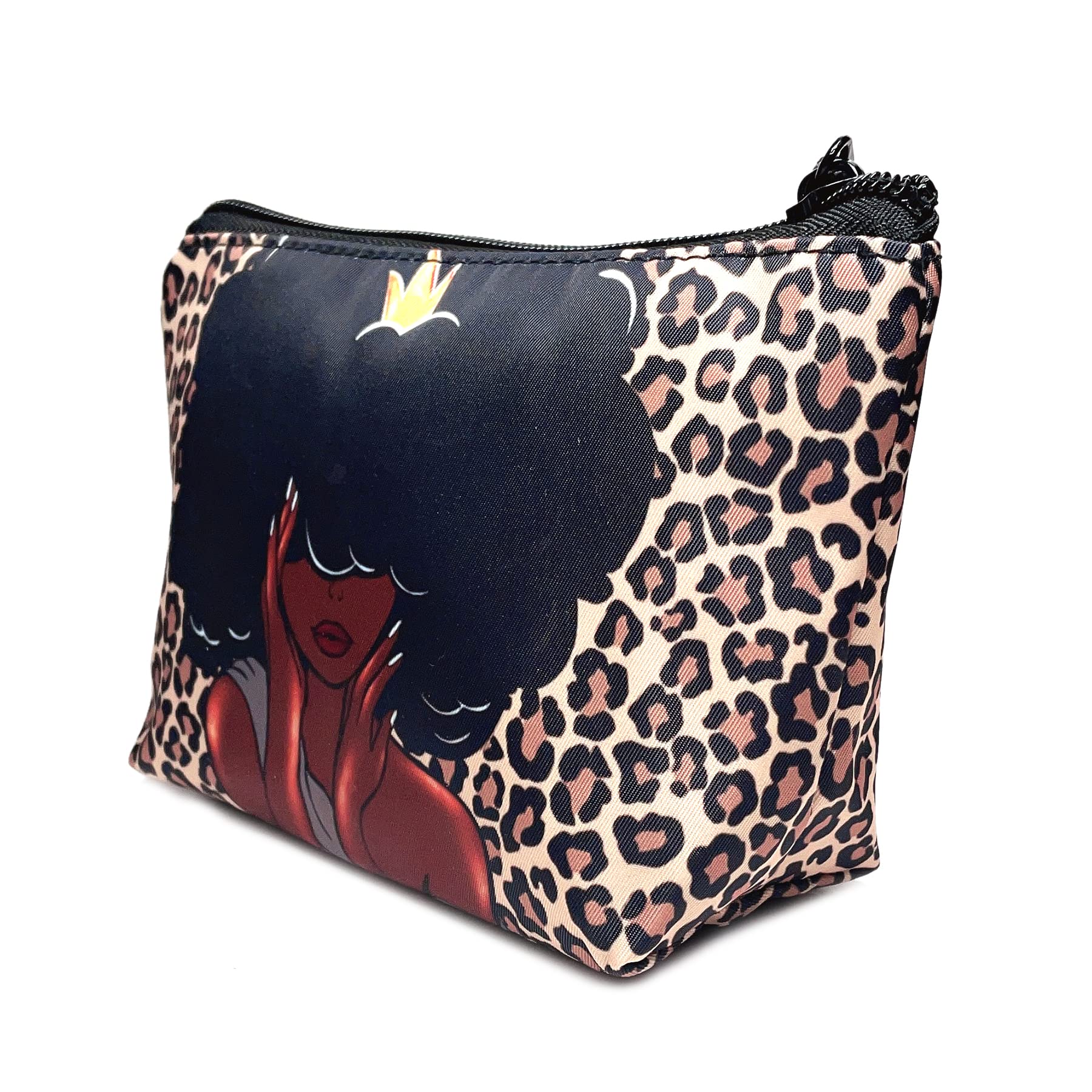 2-Piece Large Cosmetic Makeup Bag Organizer for Women - Melanin Afro Black Magic African Style Travel & Vanity Storage Pouch (Perfect for Purse, Gym, Travel & Daily Makeup Organization)