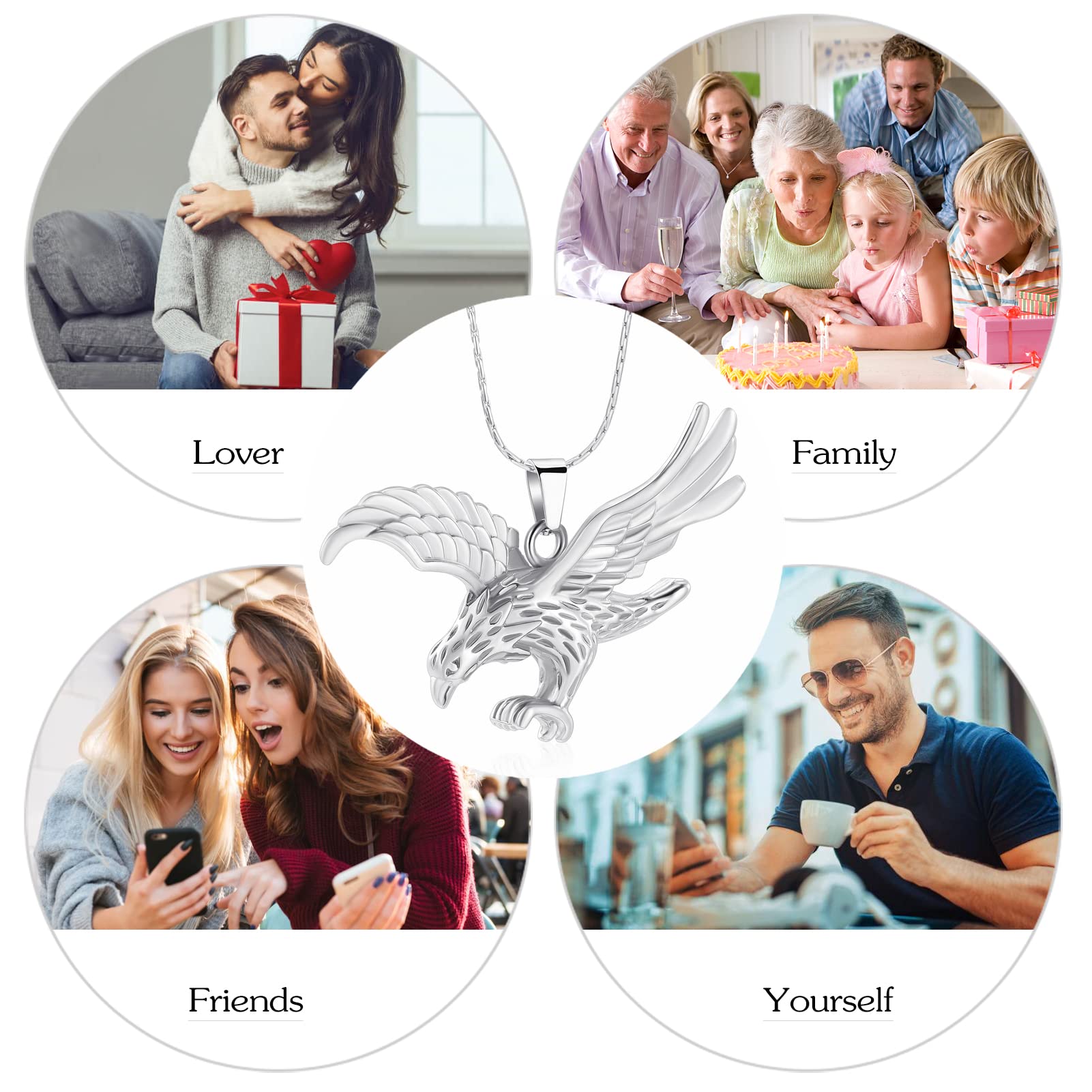 Stainless Steel Eagle Cremation Jewelry for Ashes - Memorial Urn Necklace for Loved Ones & Pets