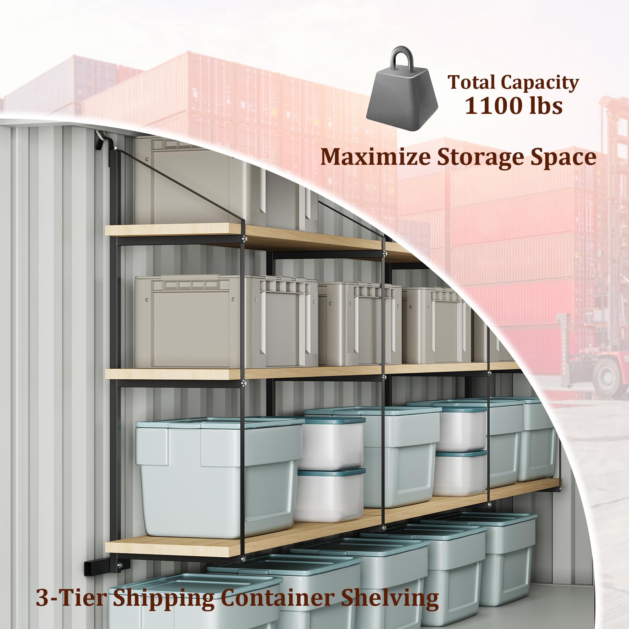 GARVEE 2-Pack Heavy Duty Shipping Container Shelving Brackets - 3 Tier 22