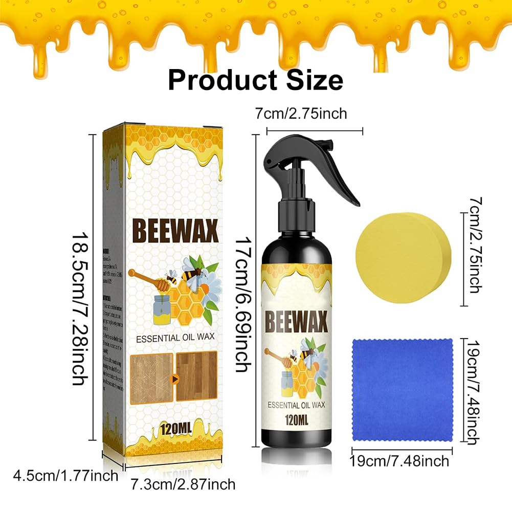 Natural Beeswax Floor Cleaner & Furniture Polish - Micro-Molecularized Wax Spray for Wood Floors, Tables & Cabinets | Eco-Friendly Wood Care for Home & Office