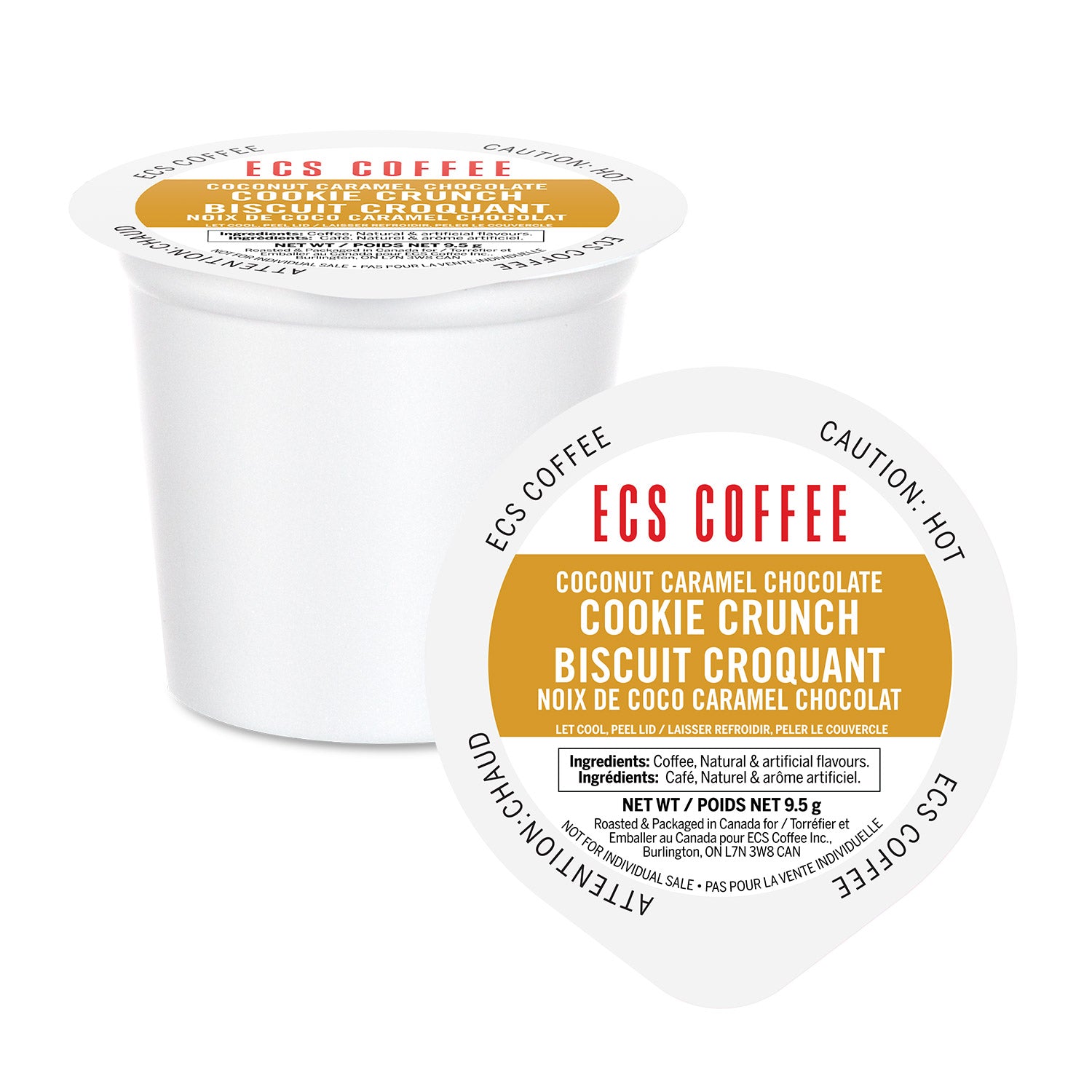 ECS Premium Coconut Caramel Chocolate Cookie Crunch Single-Serve Coffee Pods - 24 Count Pack | Perfect for Office, Home Brewing & Coffee Lovers
