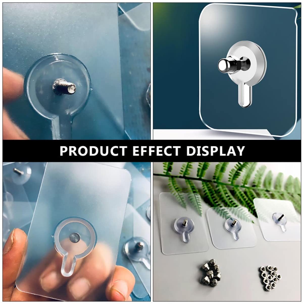 Baluue 40-Pack Transparent Adhesive Wall Hooks - No Screw, No Trace Picture Hanging Hooks for Kitchen, Bathroom & Home Organization - Strong Sticker Hangers for Photos, Decor, Towels & Utensils