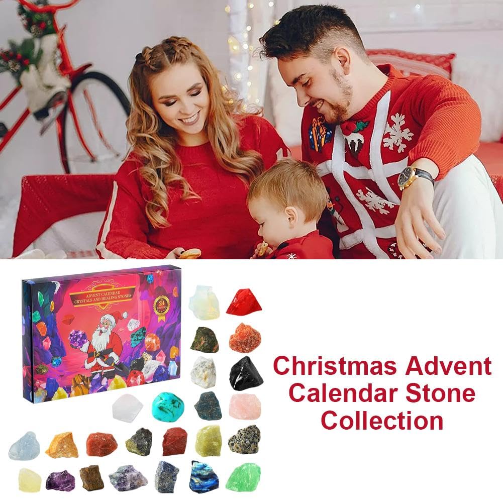2024 Women's Crystal Advent Calendar - 24 Days Natural Rock Mineral Collection for Girls, Christmas Countdown & Learning Set | Perfect Holiday Gift for Her, Home & Office Decor