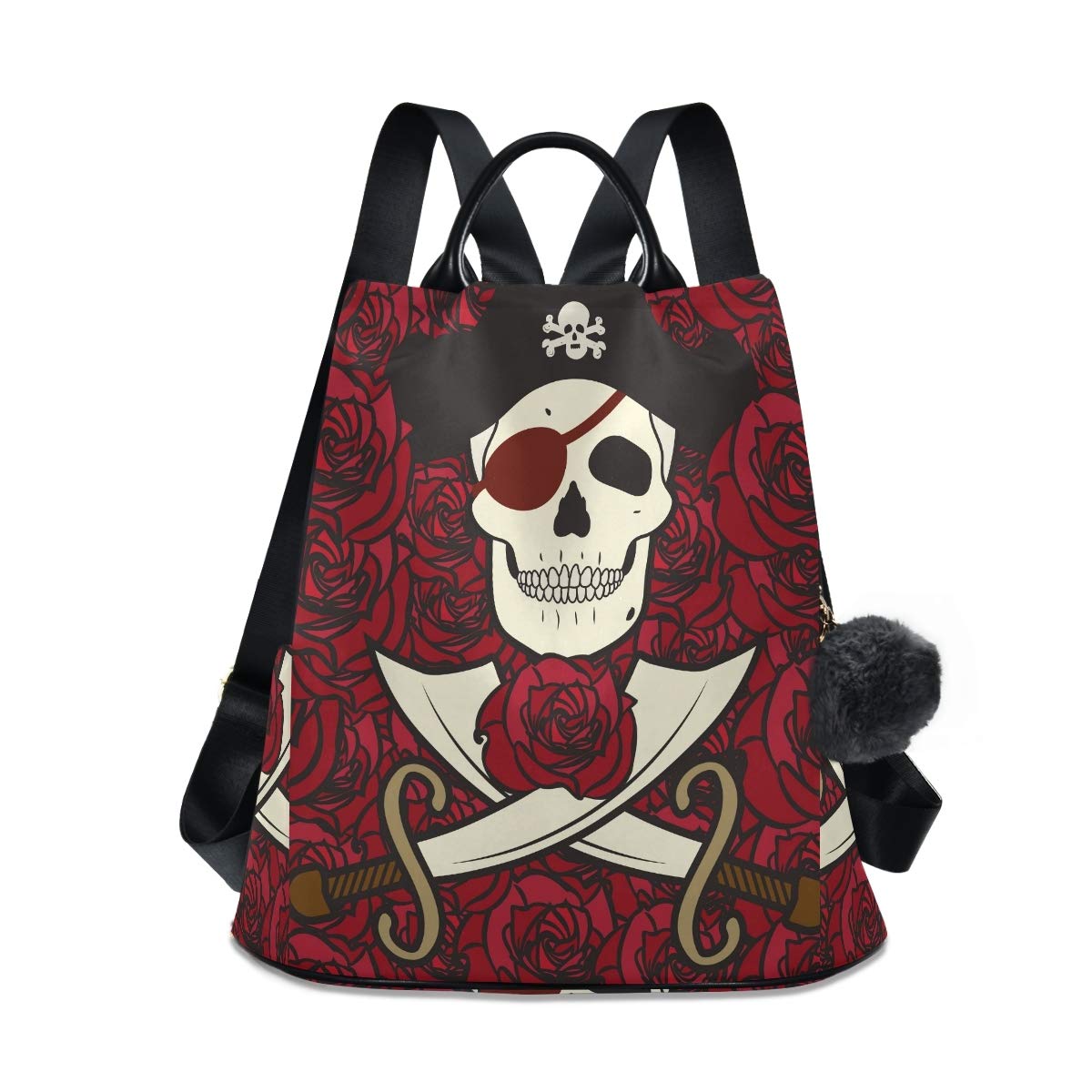 ALAZA Skull and Rose Print Backpack Purse for Women - Adjustable Shoulder Straps, Gothic Fashion Accessory - Perfect for School, Travel, and Daily Use