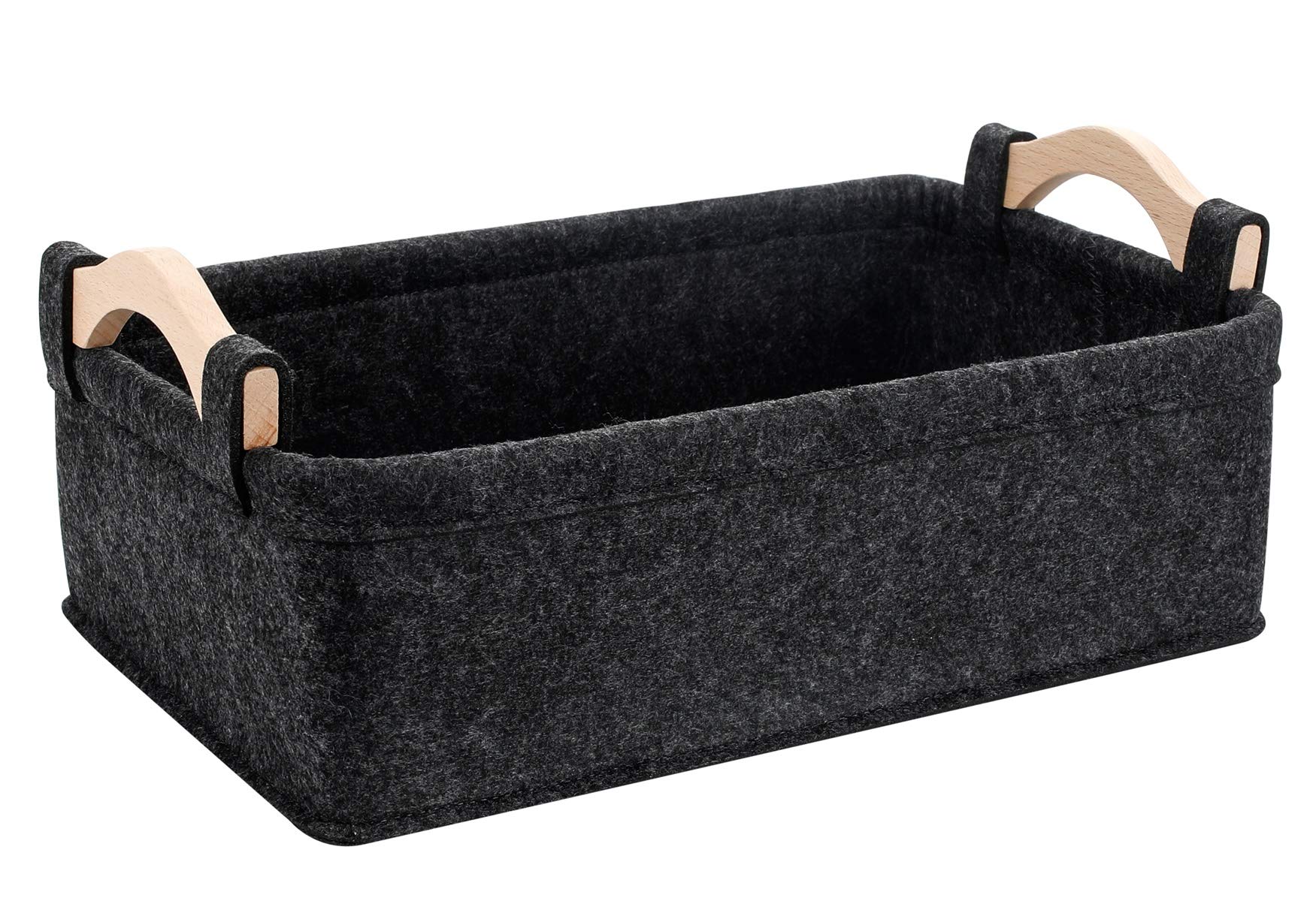 Gray Fabric Storage Baskets for Shelves - Small Narrow Organizer Bin for Living Room, Kitchen, Bathroom, Playroom & Dorm | Decorative Home Organization Solution for Clutter-Free Spaces