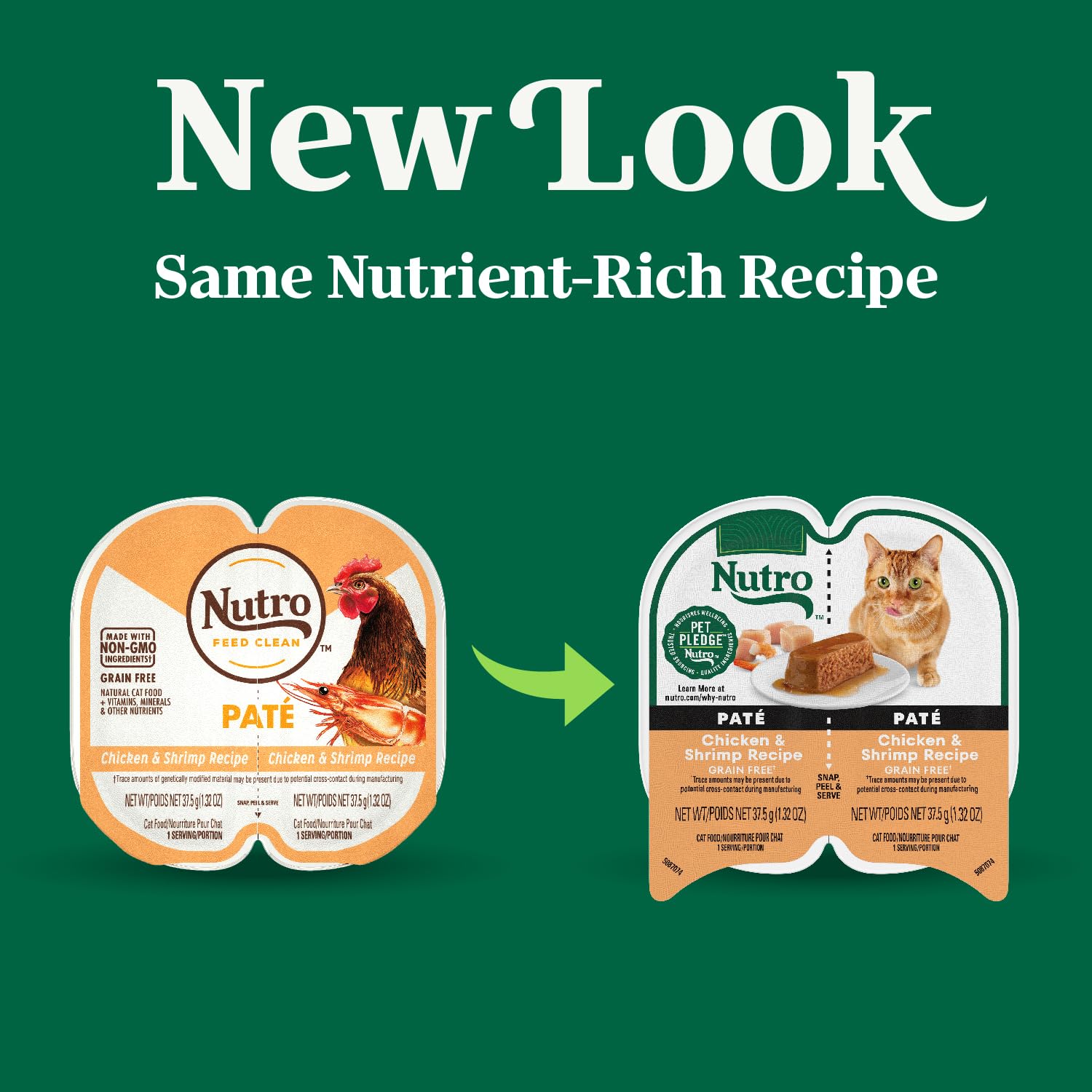 Nutro Perfect Portions Wet Cat Food Paté - Chicken & Shrimp Recipe, 2.64 oz Twin-Pack Trays (24 Count) - Grain Free, High Protein Cat Food for Adult Cats - Perfect for Mealtime, Travel & Senior Cats with Sensitive Stomachs