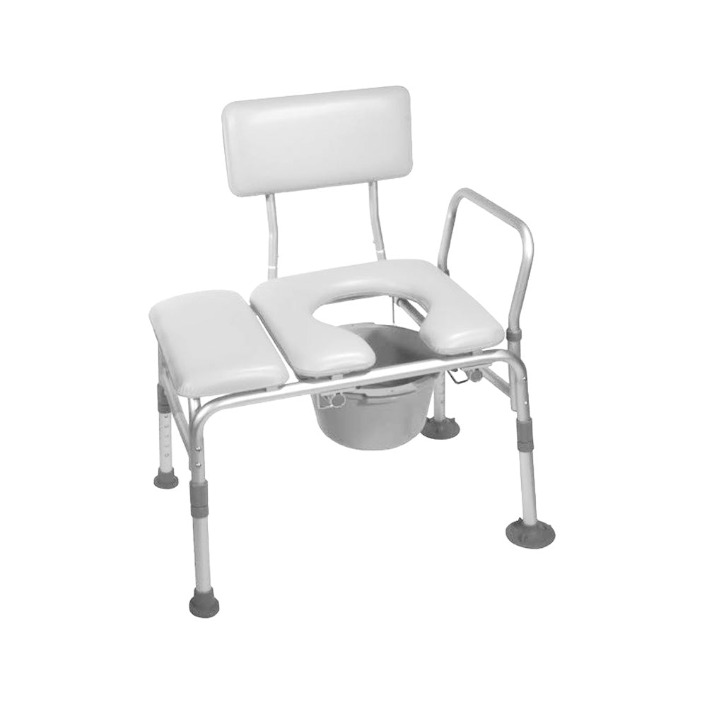 Padded Transfer Bench with Commode Opening - Shower Safety Seat for Elderly & Disabled - Non-Slip Bathroom Mobility Aid for Bathtub & Shower Use