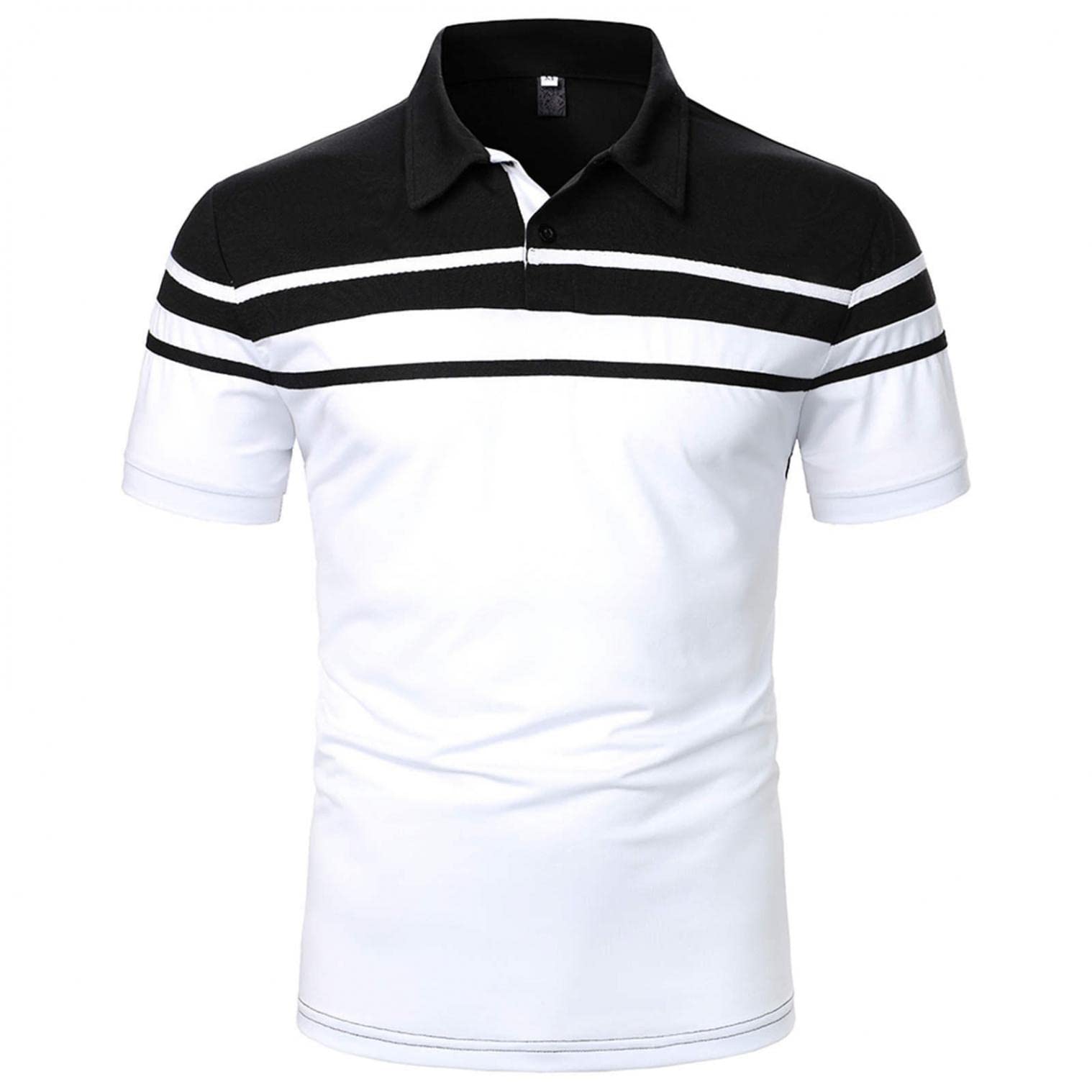 Men's Dry Fit Polo Shirts - Breathable Short Sleeve Collared T-Shirt with Color Block Design for Golf, Sports & Casual Wear | Moisture Wicking & Comfortable
