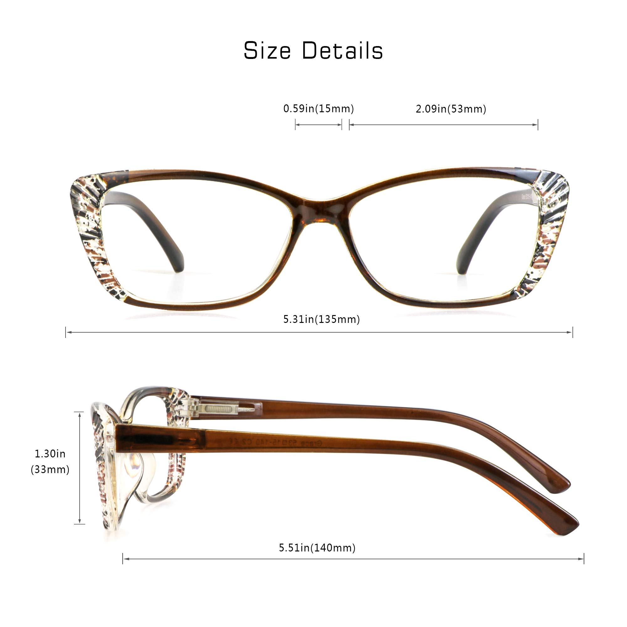VisionGlobal 5 Pairs Spring Hinge Reading Glasses - Blue Light Blocking for Women & Men | Office & Screen Use
