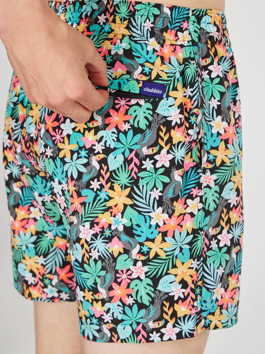 Chubbies 5.5 Inch The Bloomerangs Swim Trunks for Men - Quick Dry, Stretch Comfort - Perfect for Beach, Pool & Summer Vacations - Black