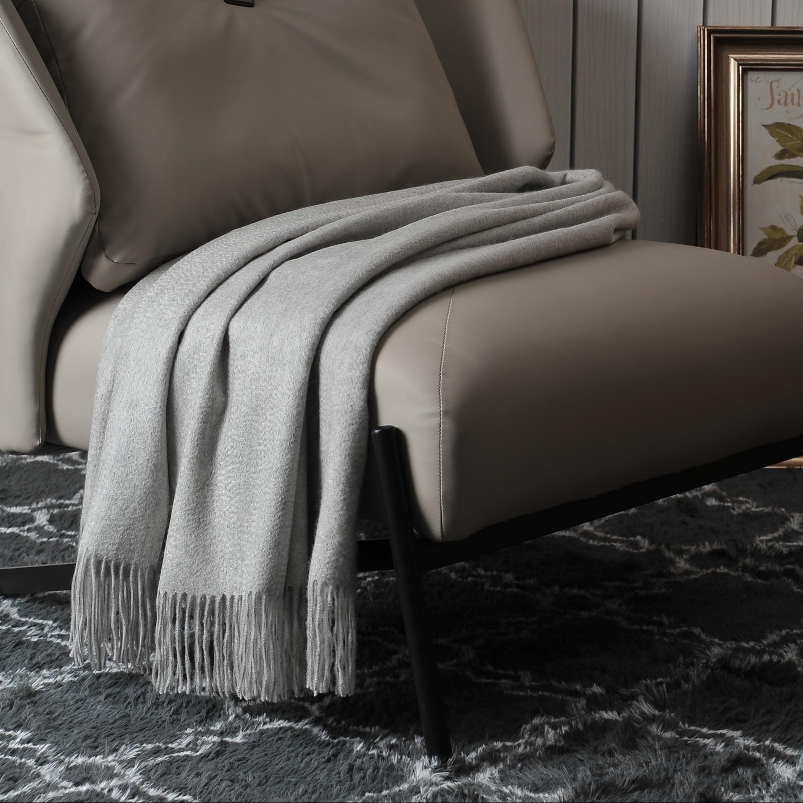 100% Pure Cashmere Throw Blanket - Soft Luxury Blanket for Sofa, Bed & Travel - Classic Design with Gift Box (Light Heather Grey) - Perfect for Cozy Evenings, Gifts & Home Decor