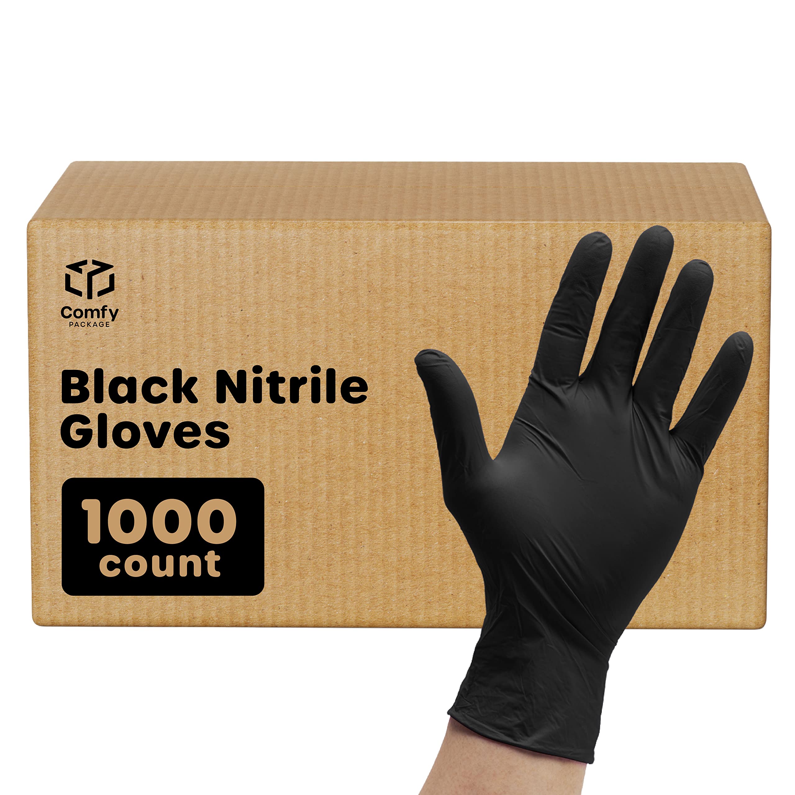 100 Pack Black Nitrile Disposable Gloves - 6 Mil Thick, Chemical Resistant, Latex Free & Powder Free with Textured Fingertips - Ideal for Medical, Laboratory, Cleaning & Food Handling