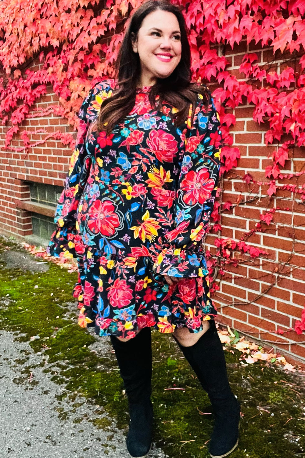 Elegant Black Floral Sequin Print Ruffle Sleeve Mock Neck Dress for Women - Perfect for Cocktail Parties, Date Nights & Special Occasions