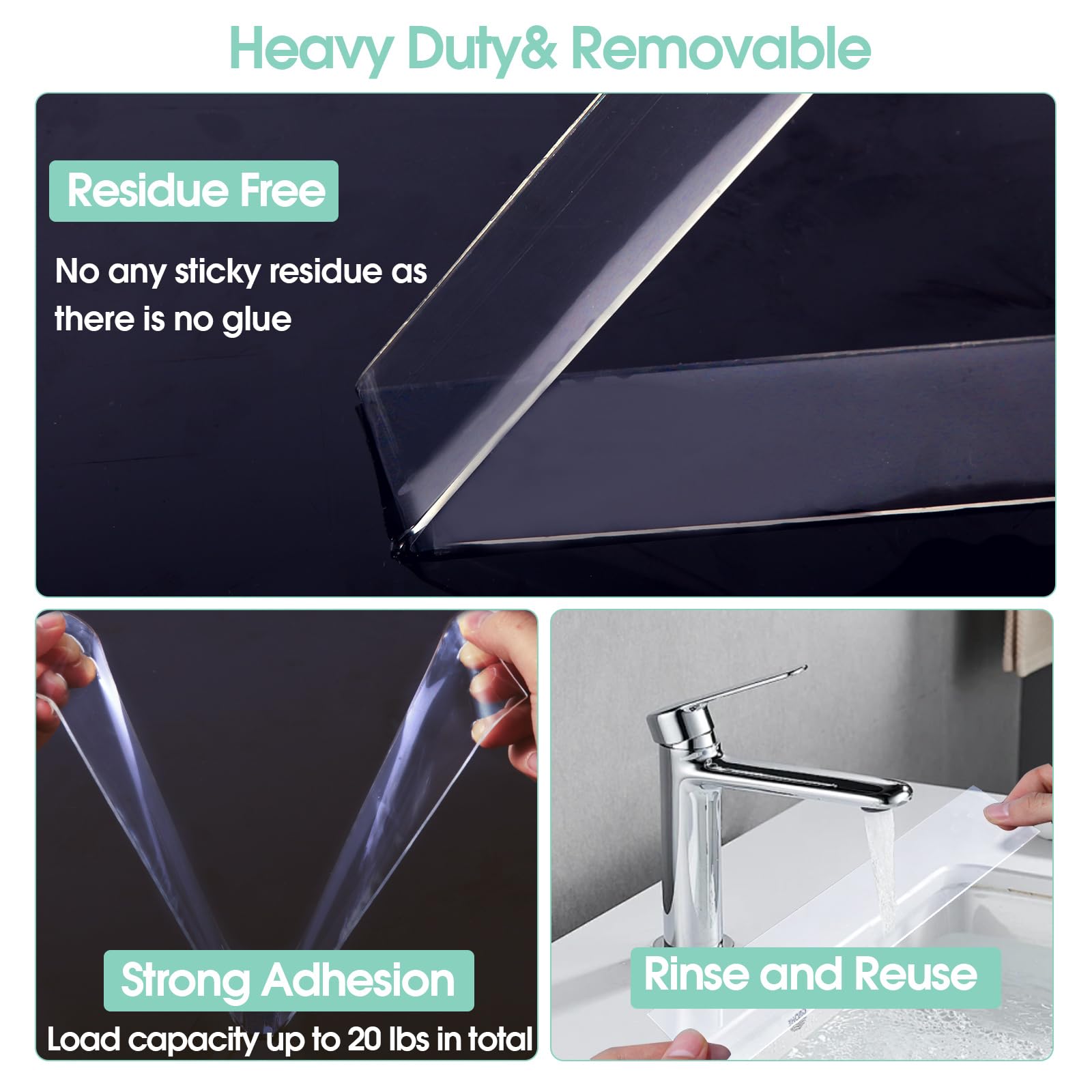 Alien Tape Heavy Duty Double Sided Tape - Extra Large Clear Nano Adhesive Mounting Tape for Pictures, Posters & Decor - Removable Wall Hanging Strips & Carpet Tape (9.85FT) - Perfect for Home, Office & DIY Projects