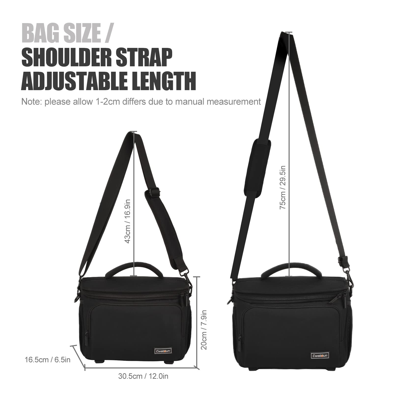 Compact Waterproof Camera Bag for Canon Nikon Sony DSLR & Mirrorless Cameras - Crossbody Shoulder Bag with Lens Storage (Large, Black) - Perfect for Travel, Hiking & Outdoor Photography