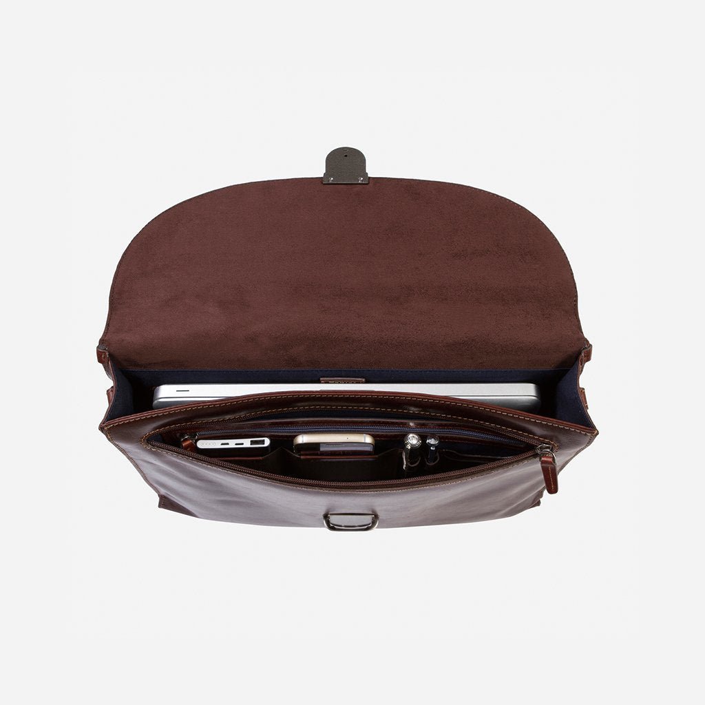 Jekyll & Hide Oxford Extra Slim Business Briefcase in Tobacco - Premium Leather Laptop Bag for Professionals, Office & Business Travel
