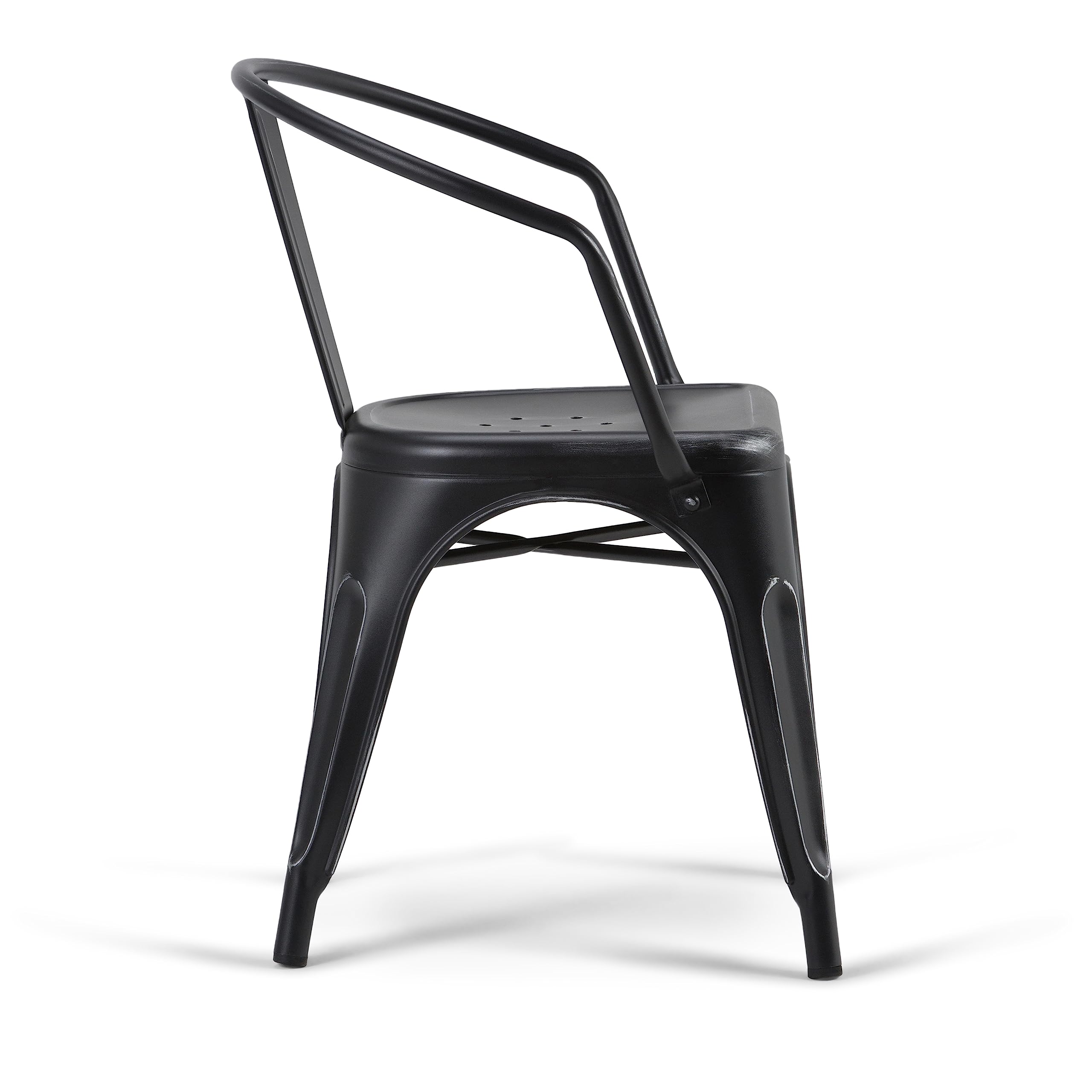 SIMPLIHOME Larkin 2-Piece Industrial Dining Chair Set - Distressed Black & Silver Metal Kitchen Chairs, 20.1