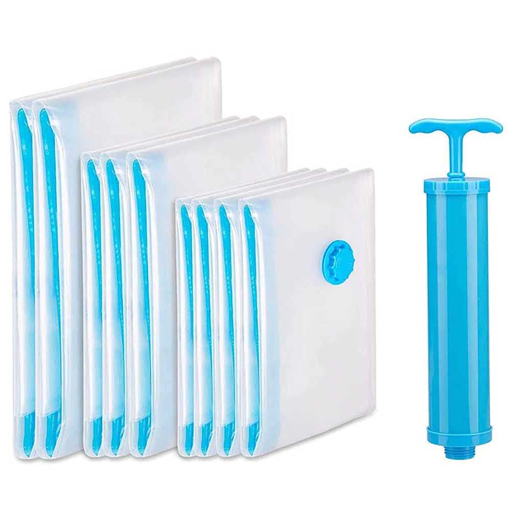 Vacuum Compression Storage Bags 6 Pack with Hand Pump - Reusable Space Saver Bags for Clothes, Bedding, Travel (19.67 x 27.56 inch) - Perfect for Closet Organization, Seasonal Storage & Moving
