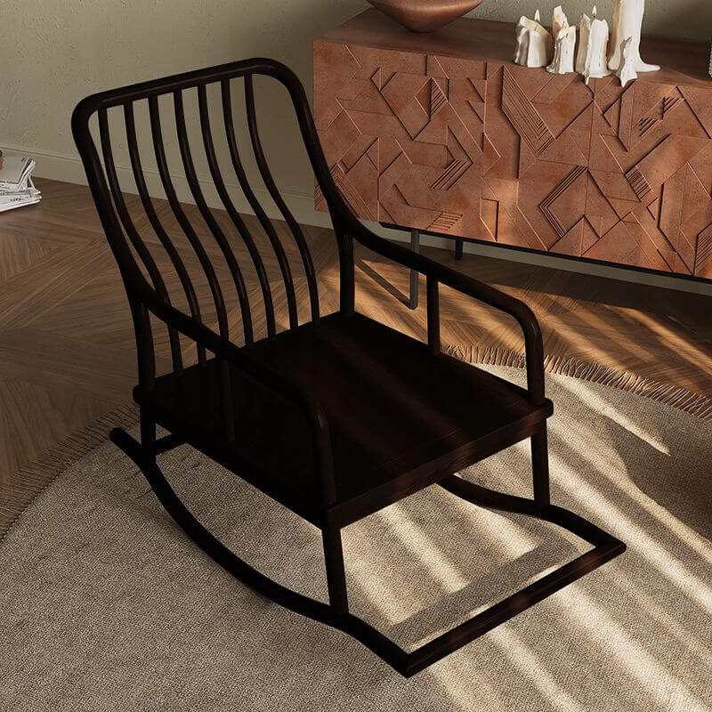 Premium Wooden Rocking Chairs for Front Porch - Midnight Black/Chalk/Azure Craftsman Style with Rear Support & Stationary Base | Perfect for Relaxing, Outdoor Decor & Country Home Sitting Areas