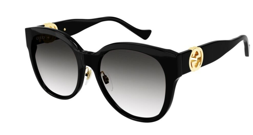 Gucci GG 1028SK 006 Gradient Black/Gray Round Cat Eye Women's Sunglasses - UV Protection, Fashionable & Elegant for Outdoor Activities, Beach & Driving