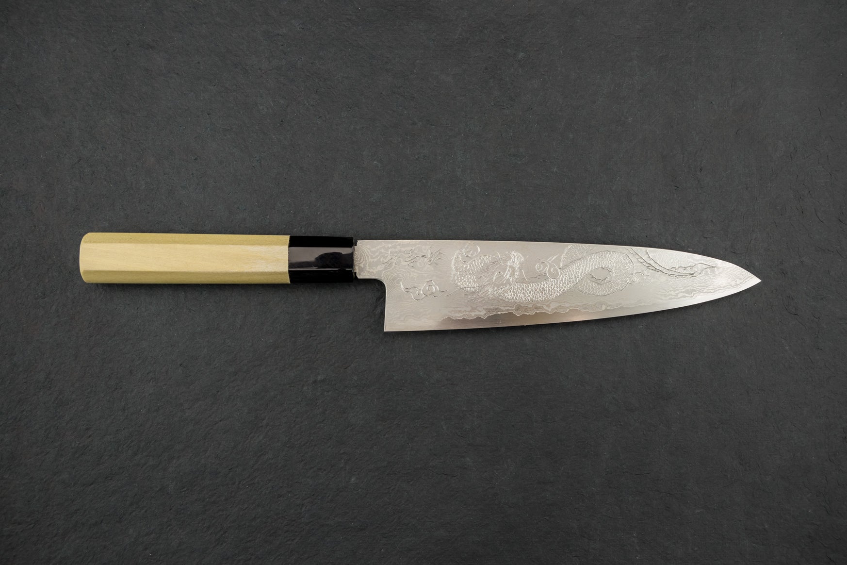 Premium Sakai Takayuki Michiko 210mm Ginsan Damascus Gyuto Knife - Handcrafted Japanese Chef Knife with Dragon Engraving - Perfect for Sushi, Meat Cutting & Professional Kitchen Use