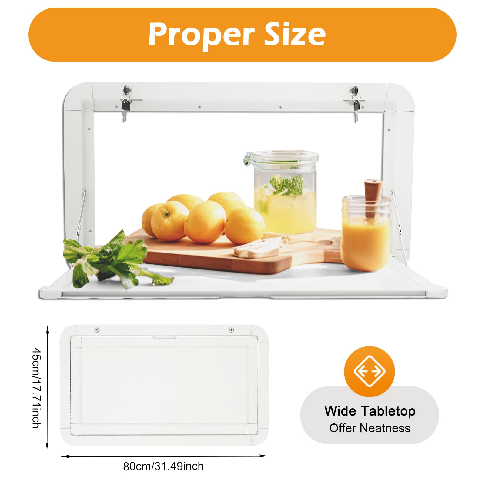 31.5 x 17.7 Inch RV Folding Table - Wall Mount Flip Down Desk with Lock for Campervans, Motorhomes & Travel Trailers | Outdoor Picnic, Dining & Workspace Solution
