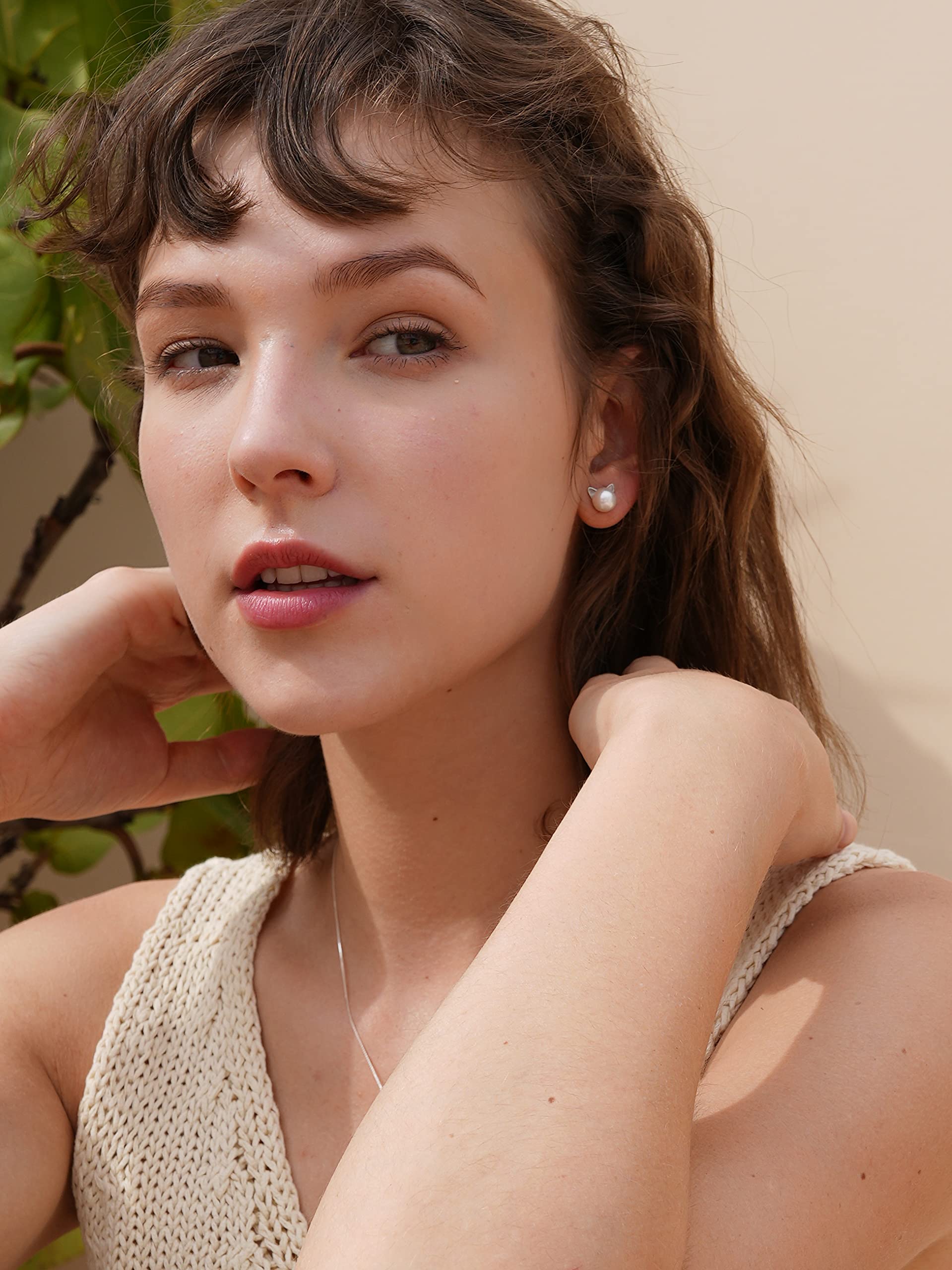 Elegant Cat Earrings with Pearl Accents - Sterling Silver Jewelry for Women | Perfect Cat Lover Gifts, Memorial Keepsakes & Fashion Accessories for Everyday Wear