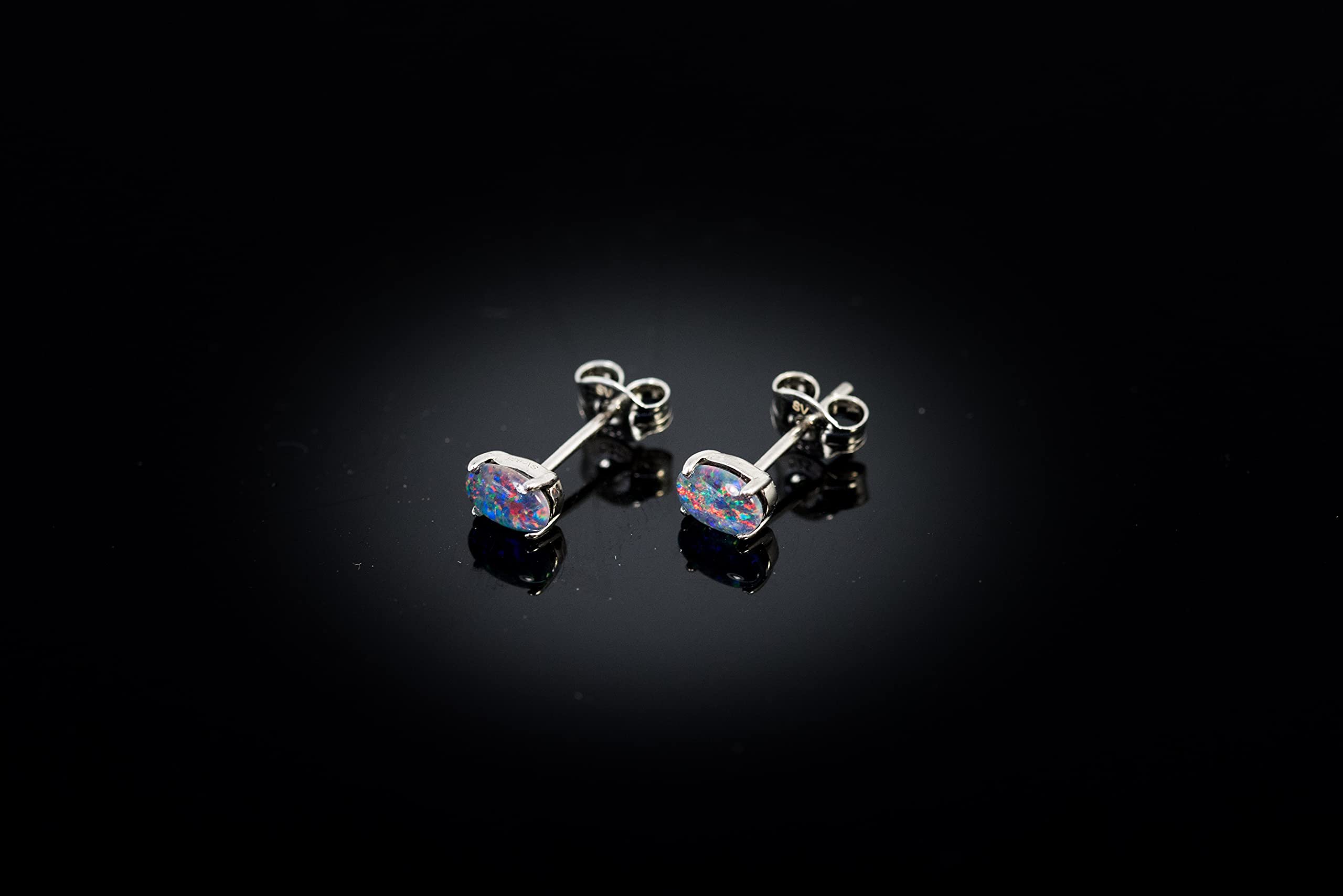 Australian Triplet Opal Earrings - Dainty White or Yellow Gold Plated Sterling Silver Women's Jewelry | Perfect for Weddings, Parties & Special Occasions