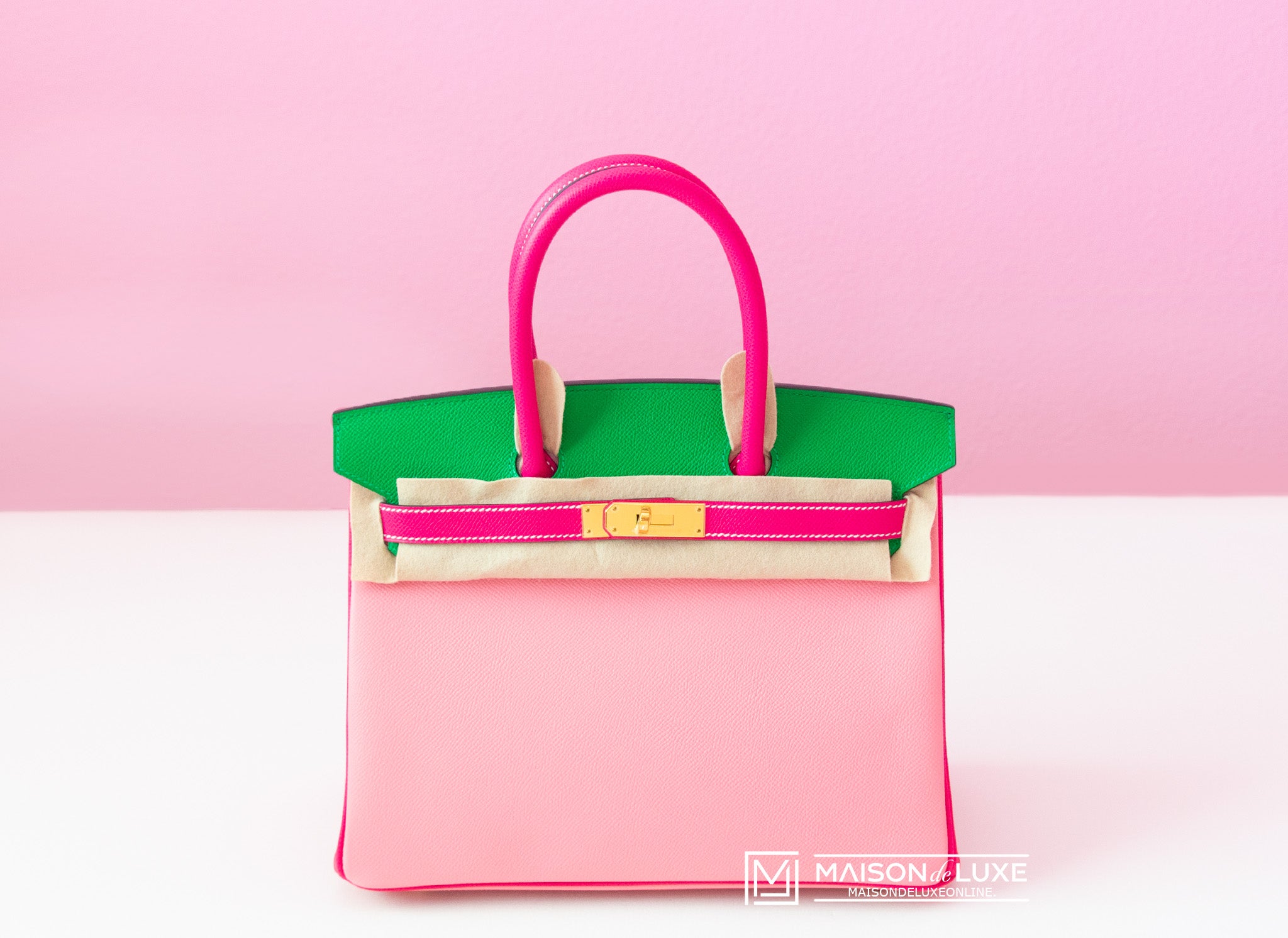 Authentic Hermes Birkin 30 Handbag in Pink Rose Confetti & Rose Tyrien - Epsom Leather with Bamboo Hardware | Luxury Designer Tote for Women, Perfect for Work, Travel & Special Occasions