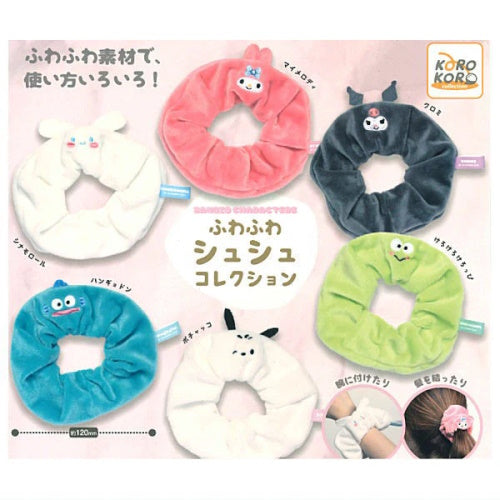 Sanrio Fluffy Hair Scrunchie Collection Vol. 01 - Cute Kawaii Hair Accessories for Girls & Women (IP4 Collectible) - Perfect for School, Work, Parties & Everyday Fashion