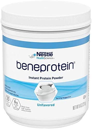 Nestle Beneprotein Instant Protein Powder Unflavored - 8 oz Canister (Pack of 6) | High Protein Supplement for Muscle Recovery & Weight Management | Ideal for Smoothies, Shakes & Meal Replacement