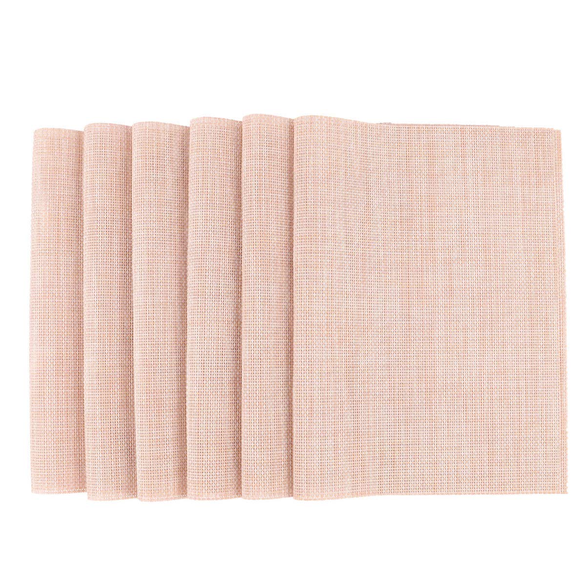 6-Piece Non-Slip PVC Table Placemats Set - Waterproof Heat-Resistant Dining Mats for Restaurant, Hotel & Home Use - Perfect for Everyday Meals, Parties & Formal Dining Settings