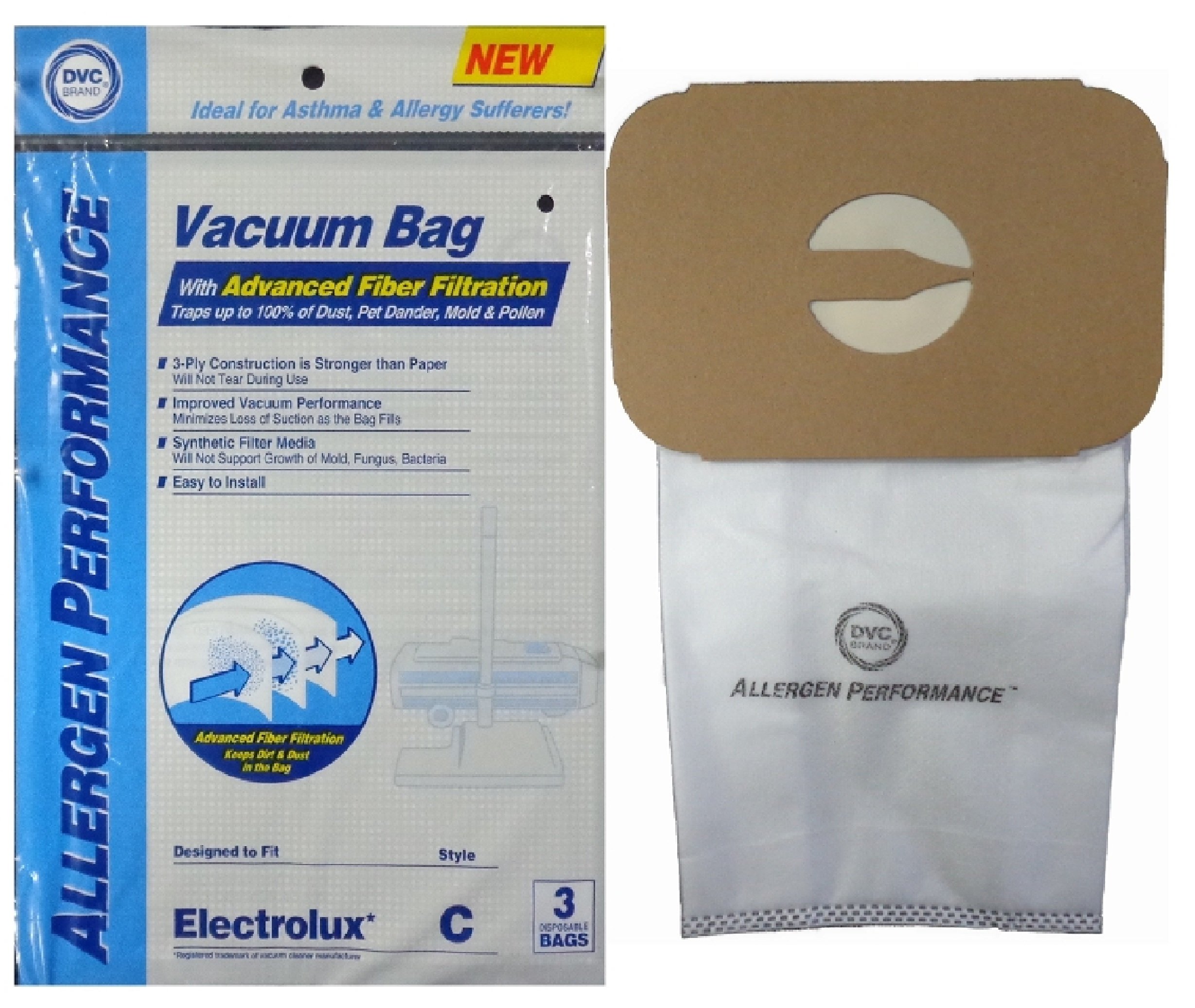 Electrolux 405150 Replacement Vacuum Bags - 3 Pack | HEPA Allergen Synthetic Canister Bags | Made in USA | Perfect for Allergy Sufferers & Pet Owners - Keep Your Home Clean & Dust-Free
