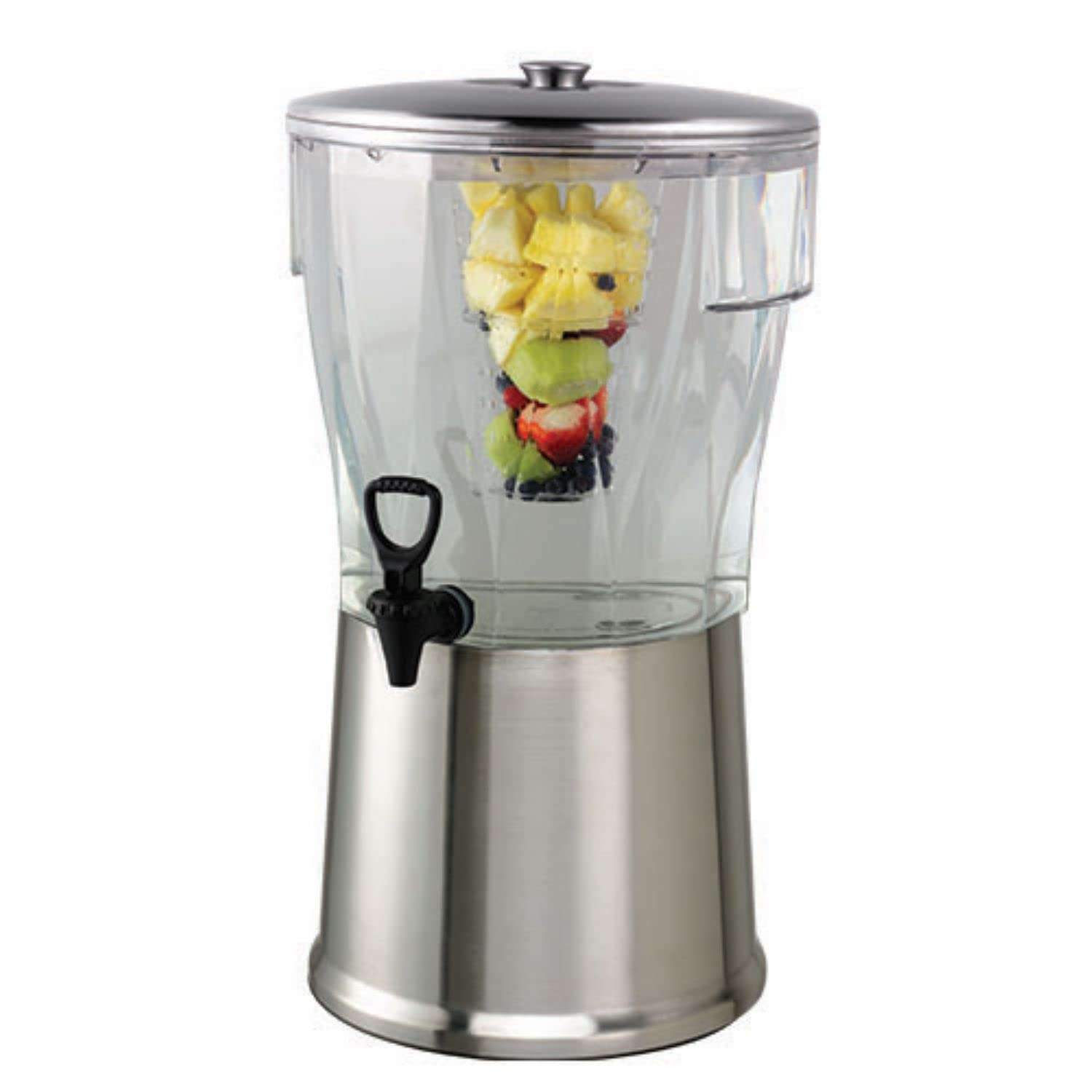 Service Ideas CBDRT5SS 5-Gallon Round Beverage Dispenser with Plastic Container, Optional Infuser Tube & Stainless Steel Base - NSF Certified for Parties, Events & Catering