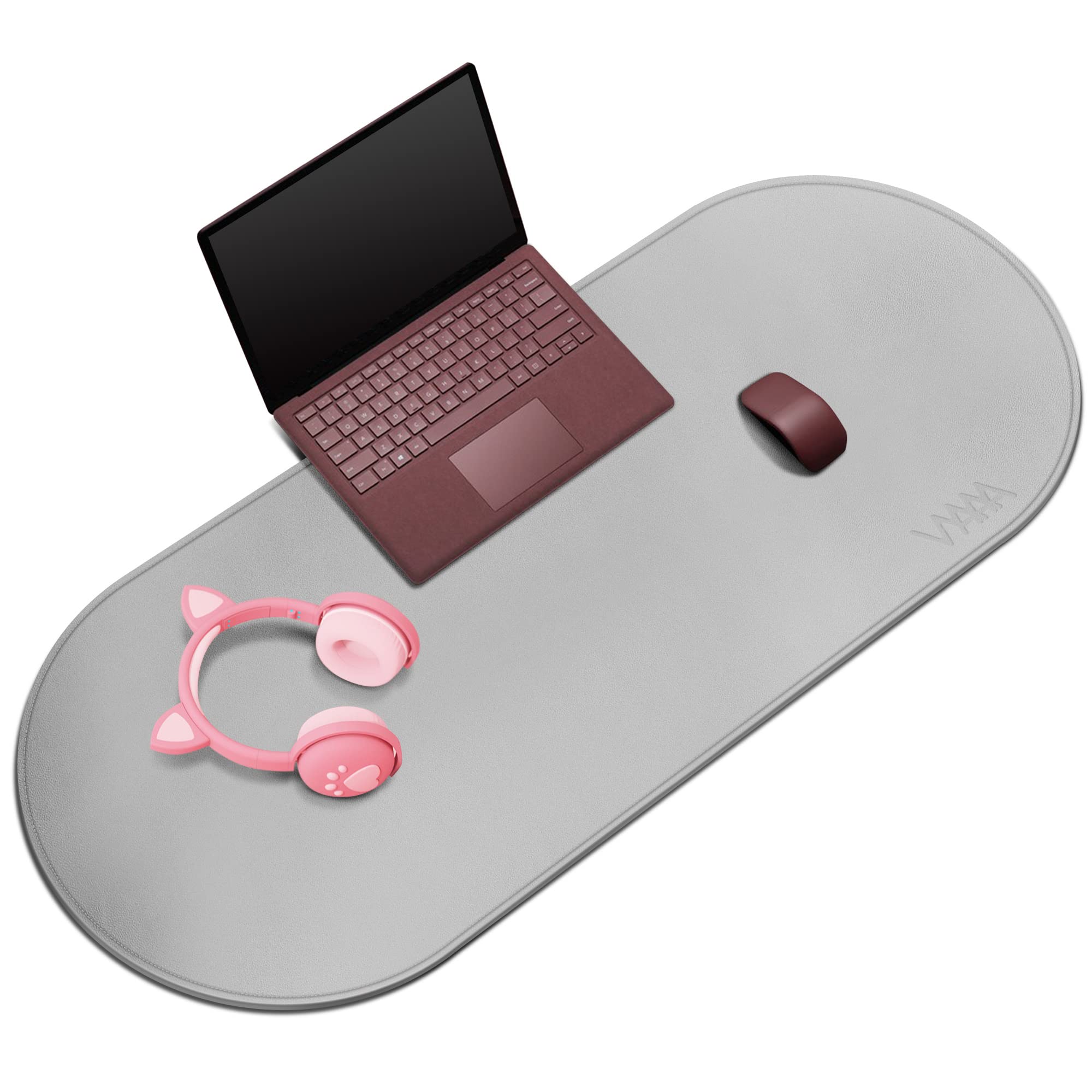 Vyaaa 39x16 Inch Large Dual-Sided Desk Pad - Smooth Synthetic Leather Mouse Mat for Office & Gaming (Gray) - Perfect for Computer Workstations, Home Offices & Gaming Setups