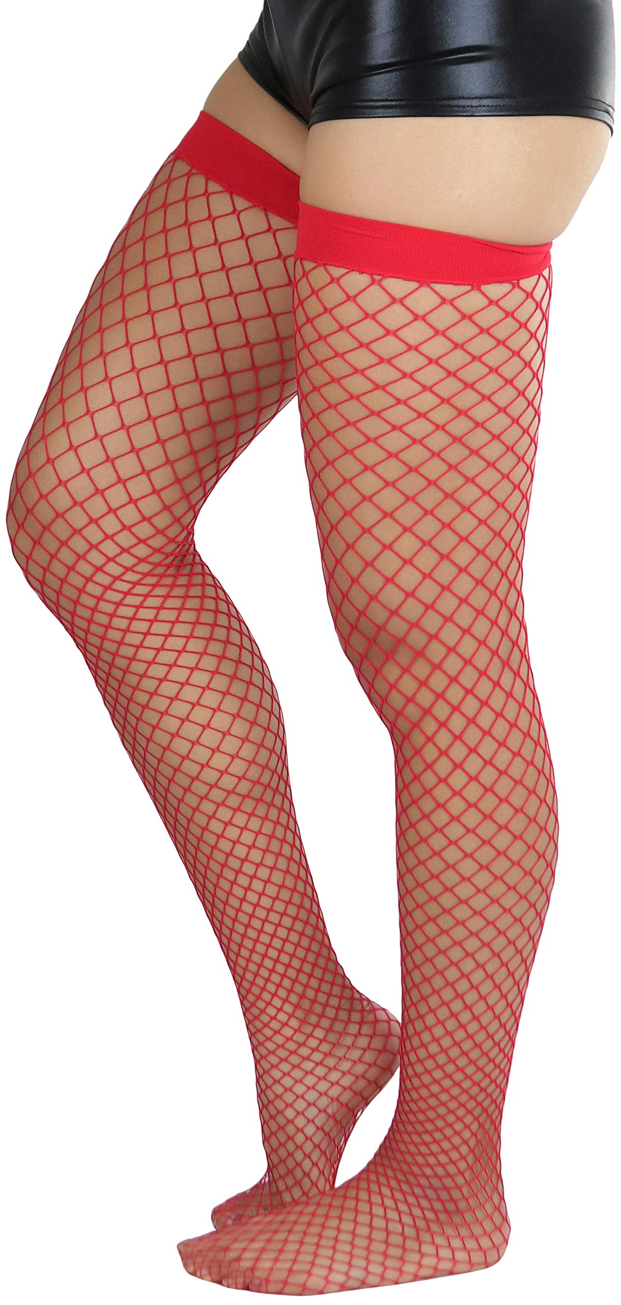 ToBeInStyle Women's Sexy Fishnet Thigh High Stockings - Bright & Vibrant Sheer Tights for Party, Cosplay & Night Out