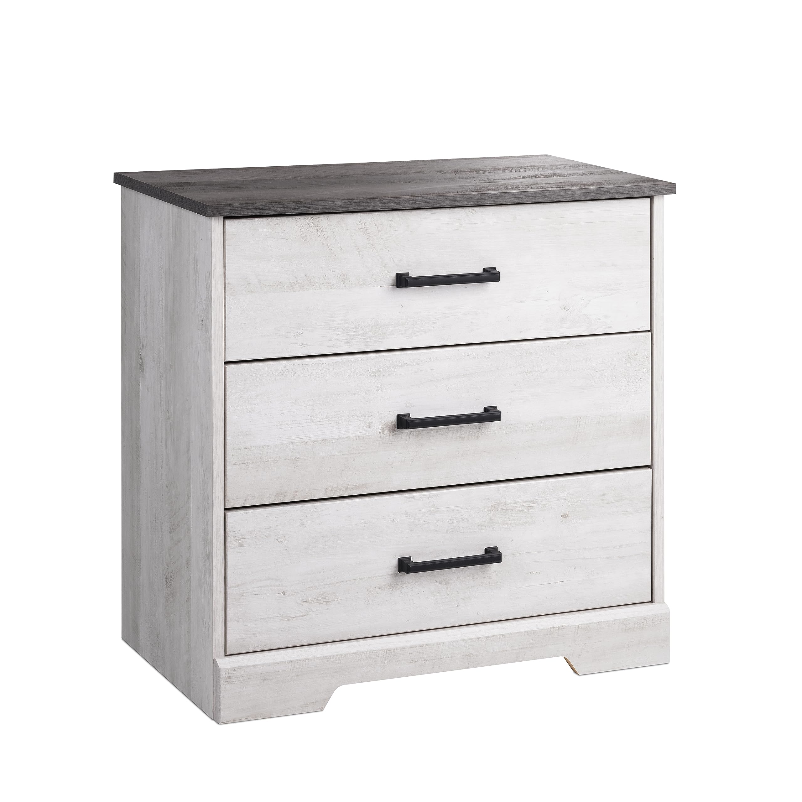 Rustic Farmhouse Nightstand with 3 Drawers - Solid Wood Bedroom Dresser Chest, 16.25
