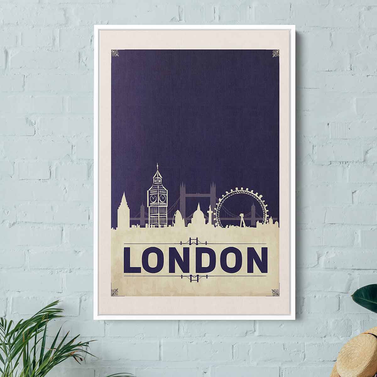 Purple London Wall Art Canvas Print - Modern Cityscape Home Decor for Living Room, Bedroom & Office