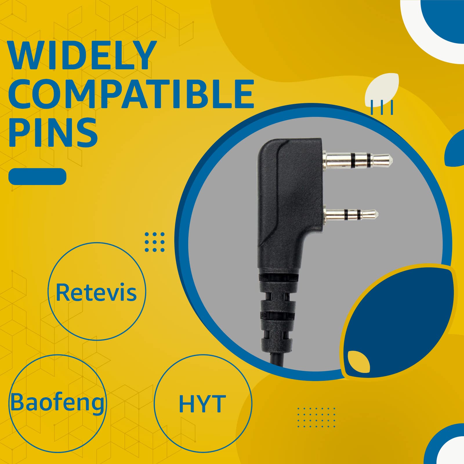 Retevis 2-Pin Walkie Talkie Earpiece Headset - Behind-the-Head Design with Finger PTT Button - Compatible with RT24 RT22 RT27 RT21 RT1 RT3S RT5 RT5R RT7 Kenwood WOUXUN HYT Radios (2 Pack) - Perfect for Security, Construction, and Event Staff Communication