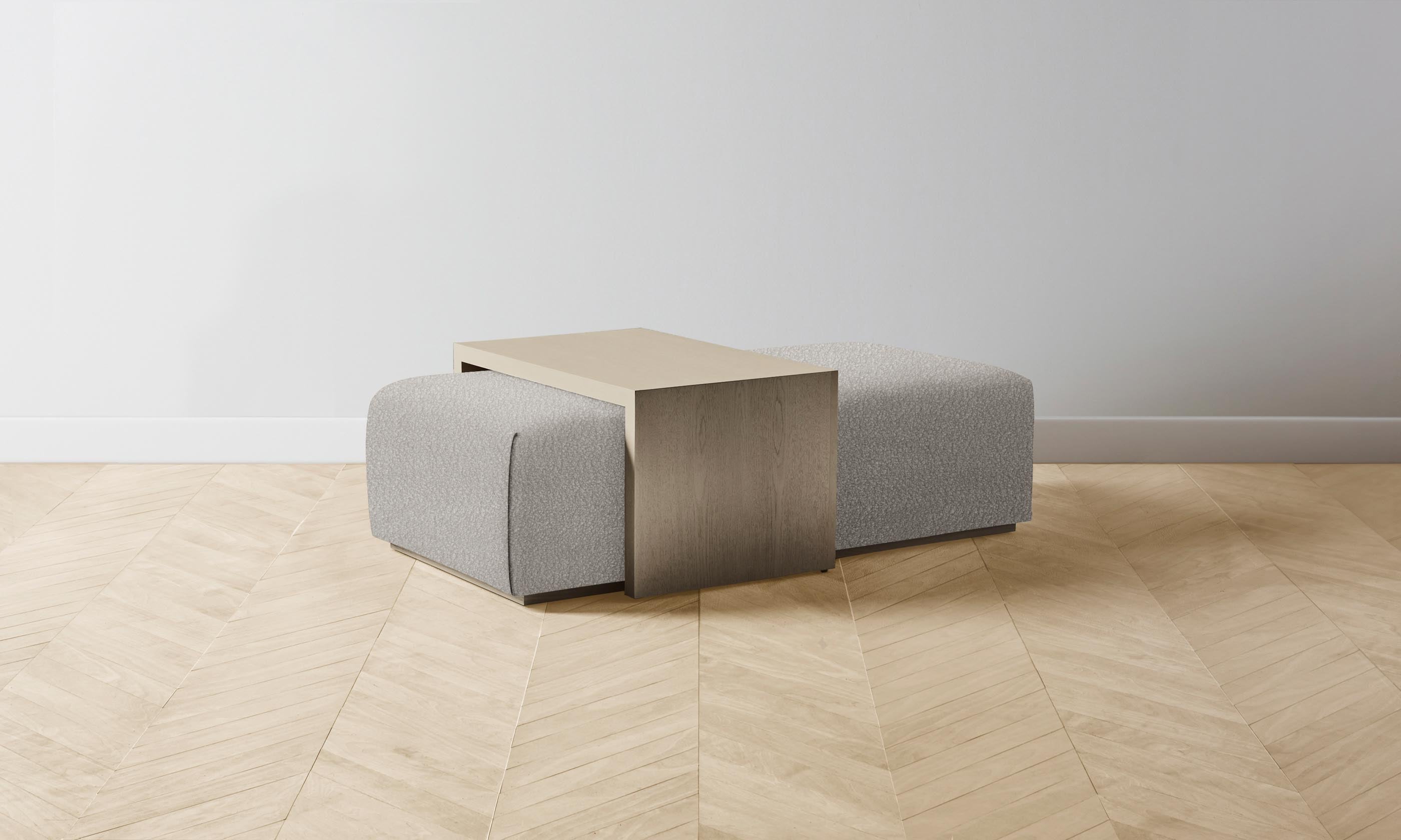The Bowery Ottoman - Italian Bouclé Fossil Upholstered Footstool | Modern Living Room Accent Piece for Cozy Home Decor