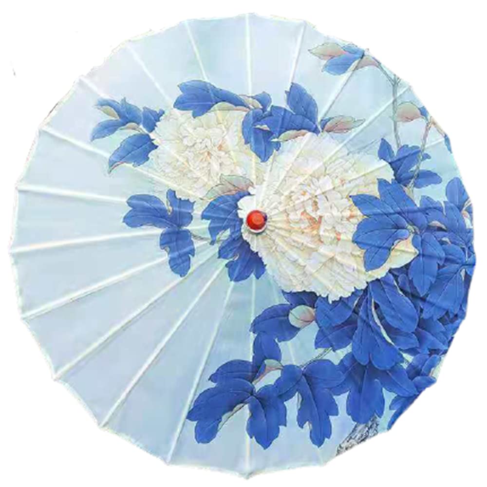 Chinese Style Oil Paper Umbrella - Handmade Bamboo & Floral Painted Rainproof Parasol for Cosplay, Hanfu Costume, Wedding, Photo Shoot & Outdoor Events