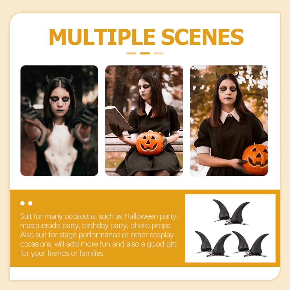 LALAFINA 3 Pairs Gothic Devil Horn Hair Clips for Women - Cosplay Horn Hairpins, Halloween Costume Accessories, Gothic Hair Clips for Parties & Themed Events