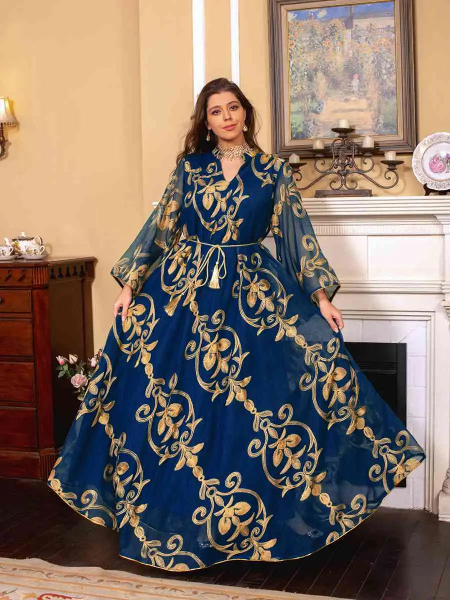 Elegant Eid Dress for Women - Doris Embroidery Kaftan Caftan Dress | Muslim Holiday Outfit, Summer Beach Cover Up, Party Wear, Special Occasion Fashion