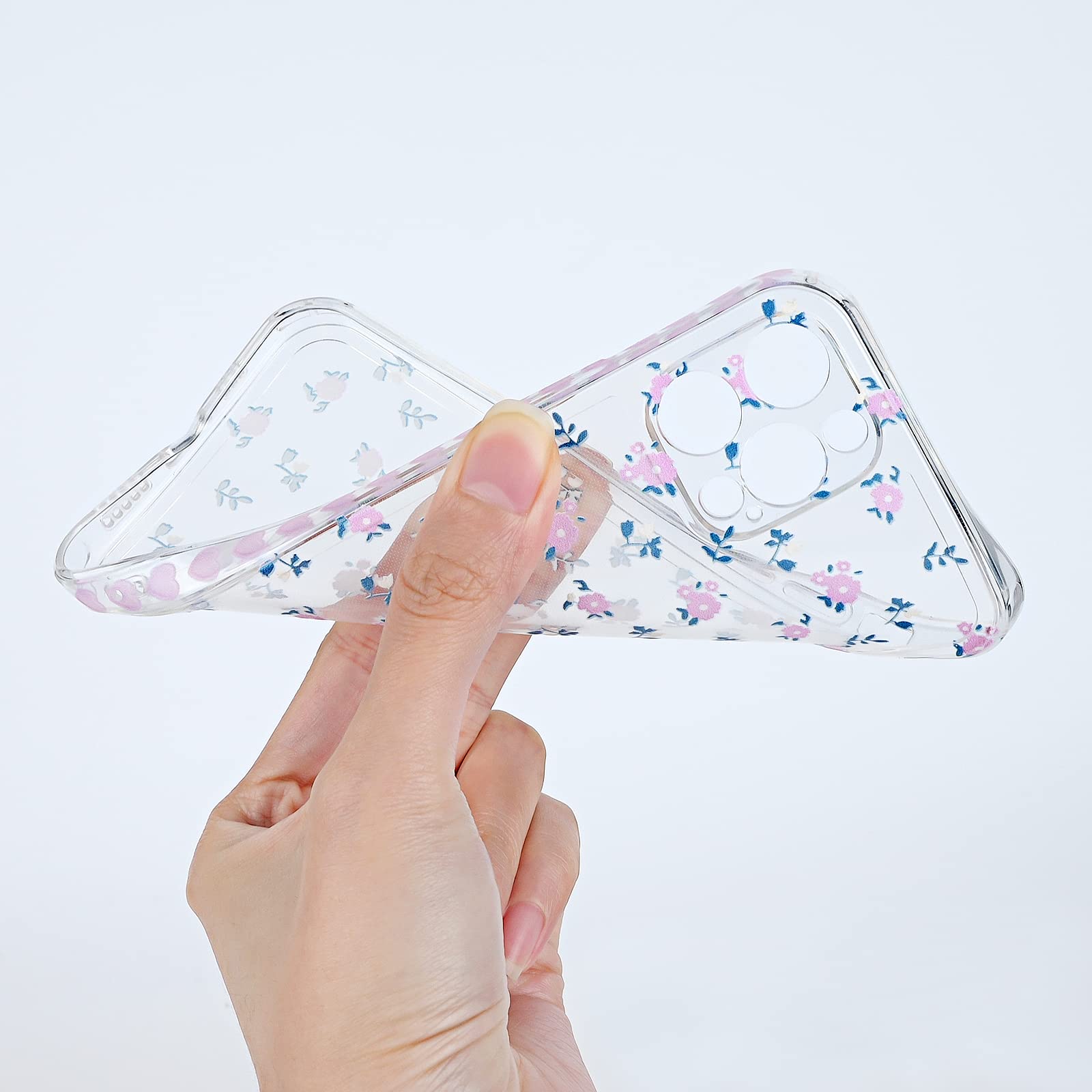 Cute Purple Floral Heart Pattern Soft TPU Silicone Case for iPhone 12 Pro - Slim Shockproof Clear Flexible Cover for Women & Girls | Perfect for Everyday Use, Work & Travel Protection