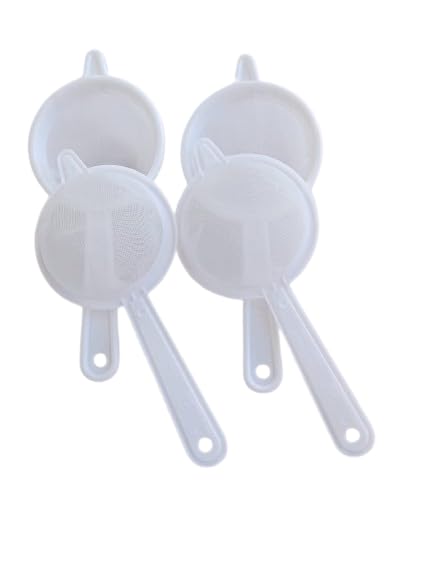 Premium Double Mesh Plastic Tea Strainer for Loose Leaf Tea - 4 Pack, White - Perfect for Kitchen, Office, Camping & Travel Brewing