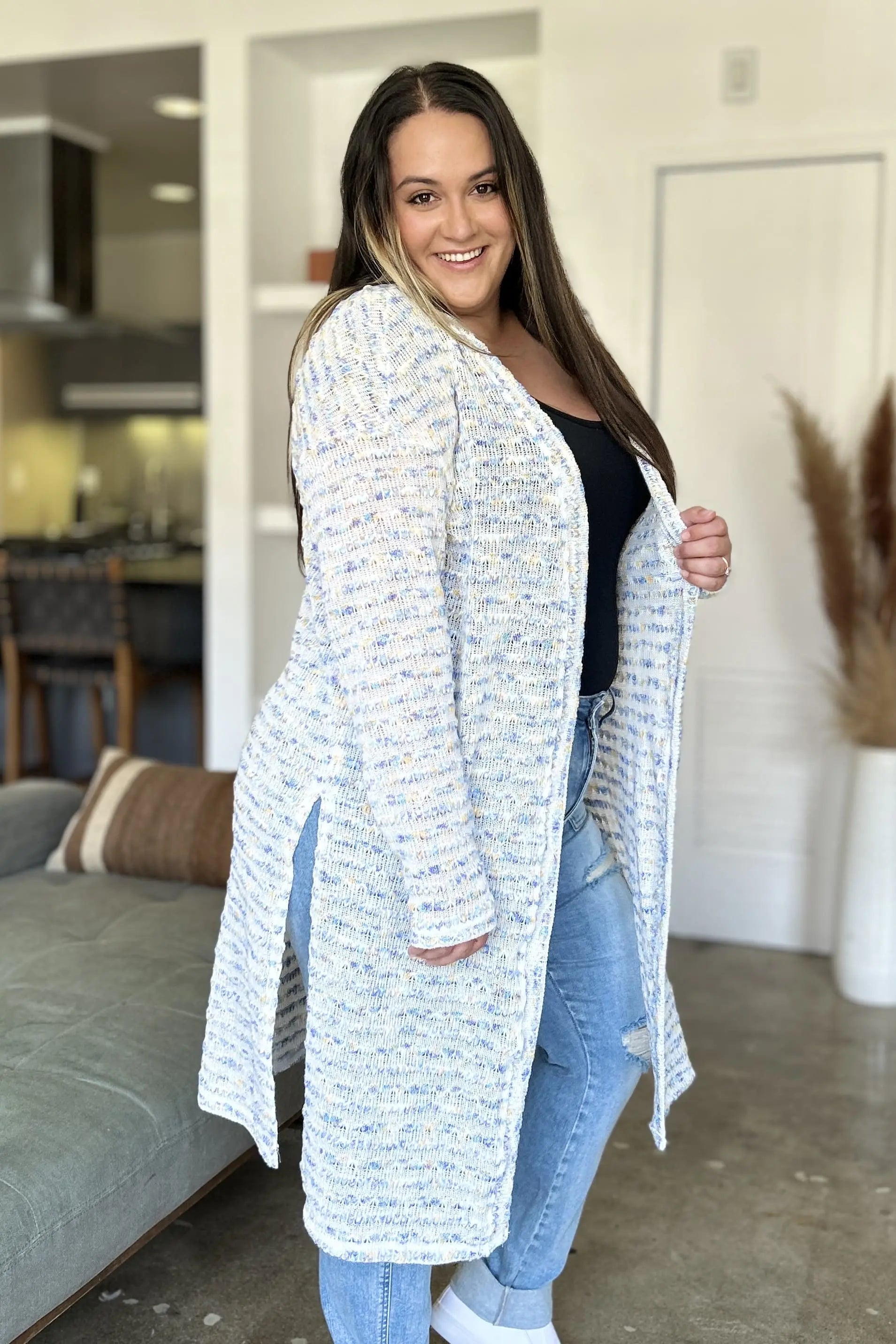 Double Take Full Size Open Front Longline Cardigan for Women | Soft & Cozy Knit Sweater | Perfect for Layering, Office Wear & Casual Outfits